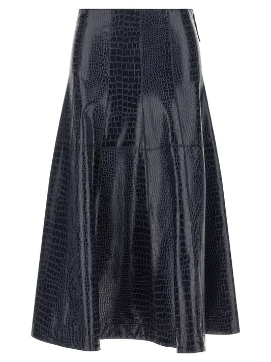 Blue Viscose Midi Skirt