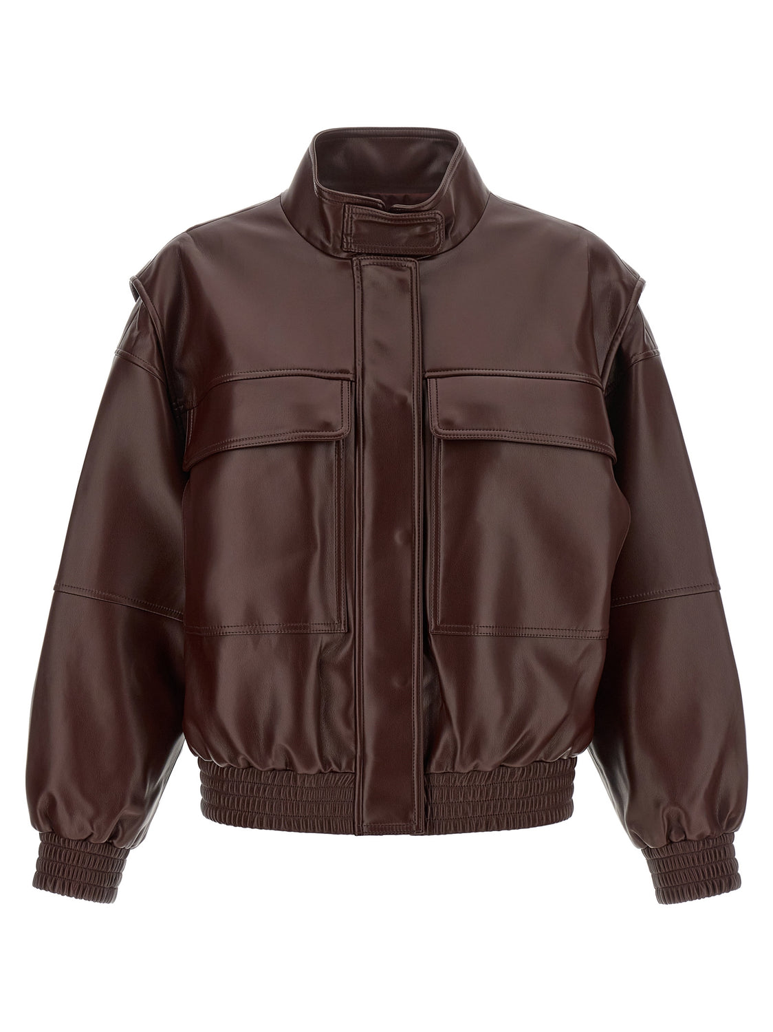 Brown Polyester Leather Jacket