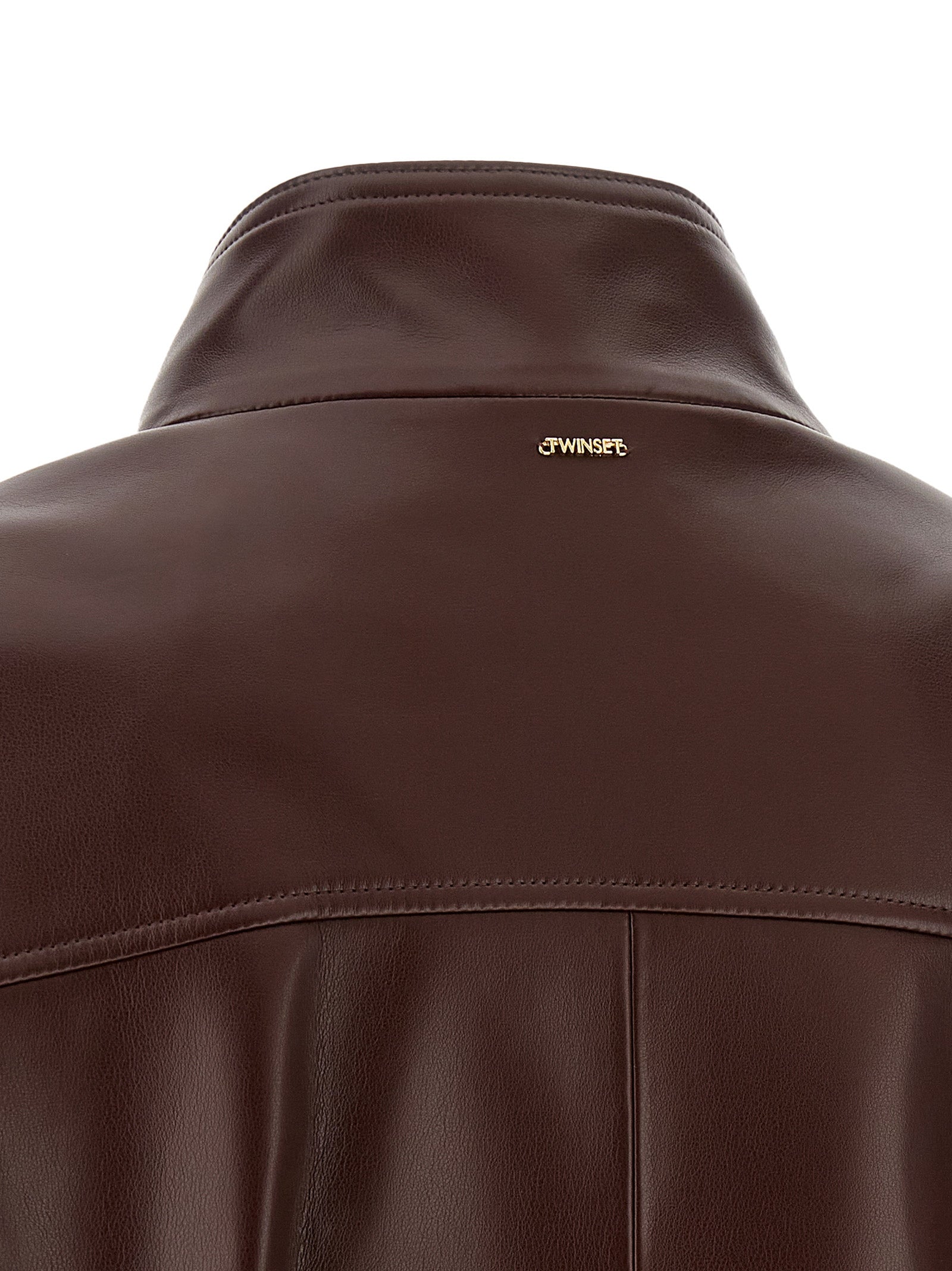 Brown Polyester Leather Jacket