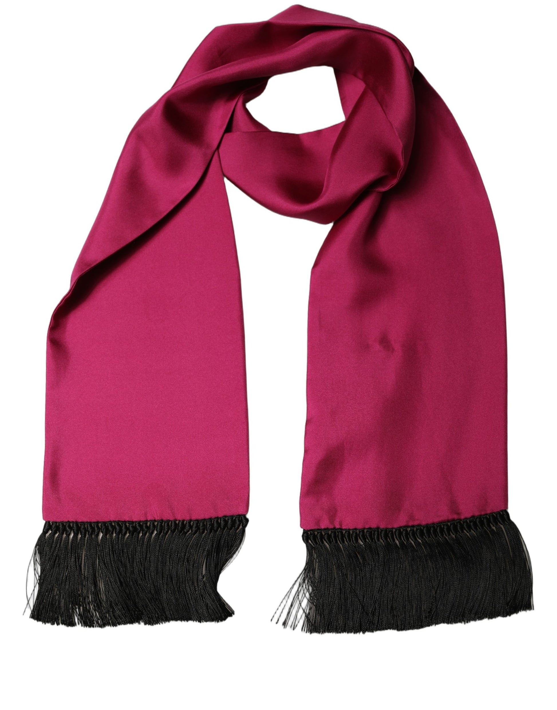 Men Burgundy Silk Fringed Lace Stole Scarf