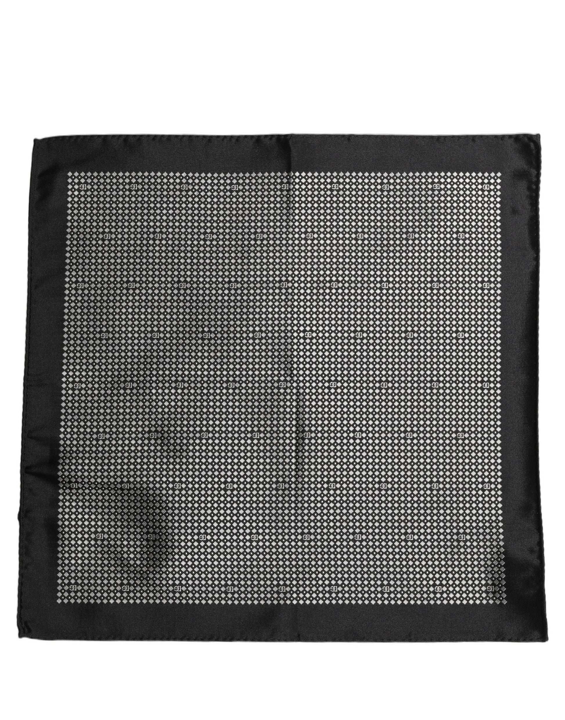 Black White Patterned Pocket Square Scarf