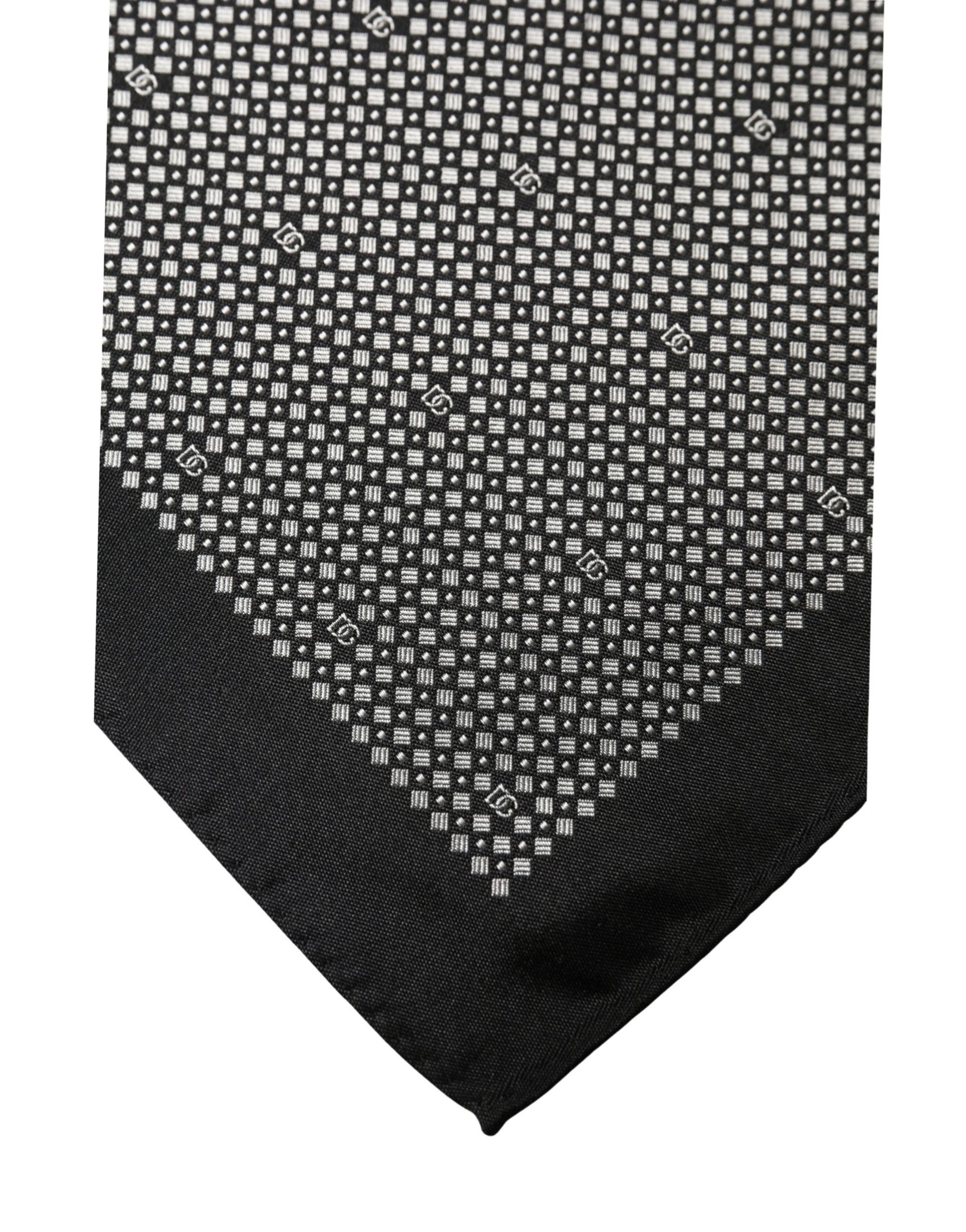 Black White Patterned Pocket Square Scarf