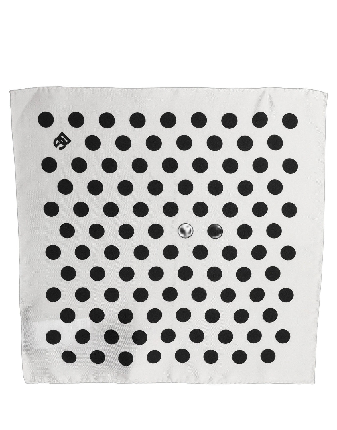White Black Polka Dot Square Foulard Scarf