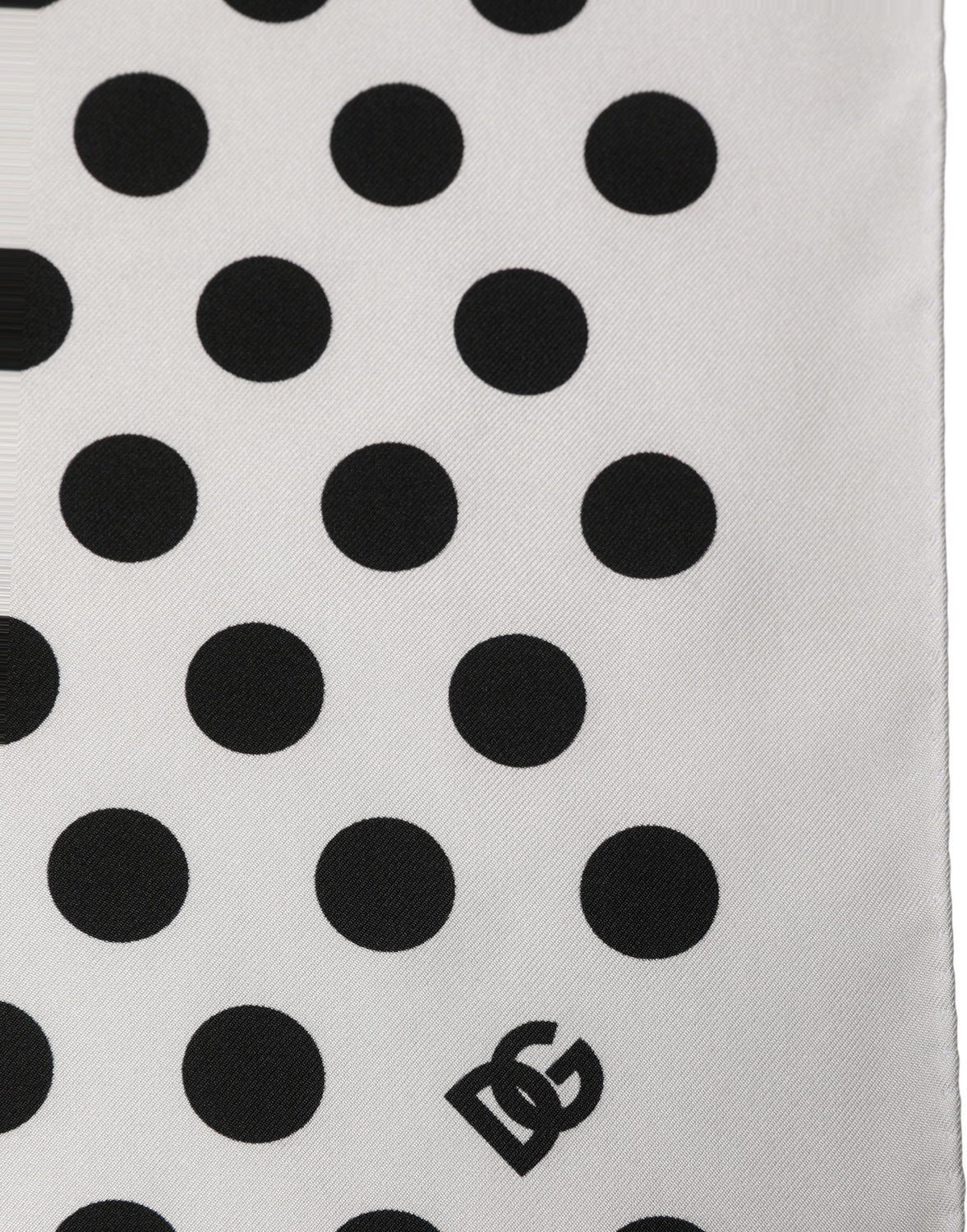 White Black Polka Dot Square Foulard Scarf