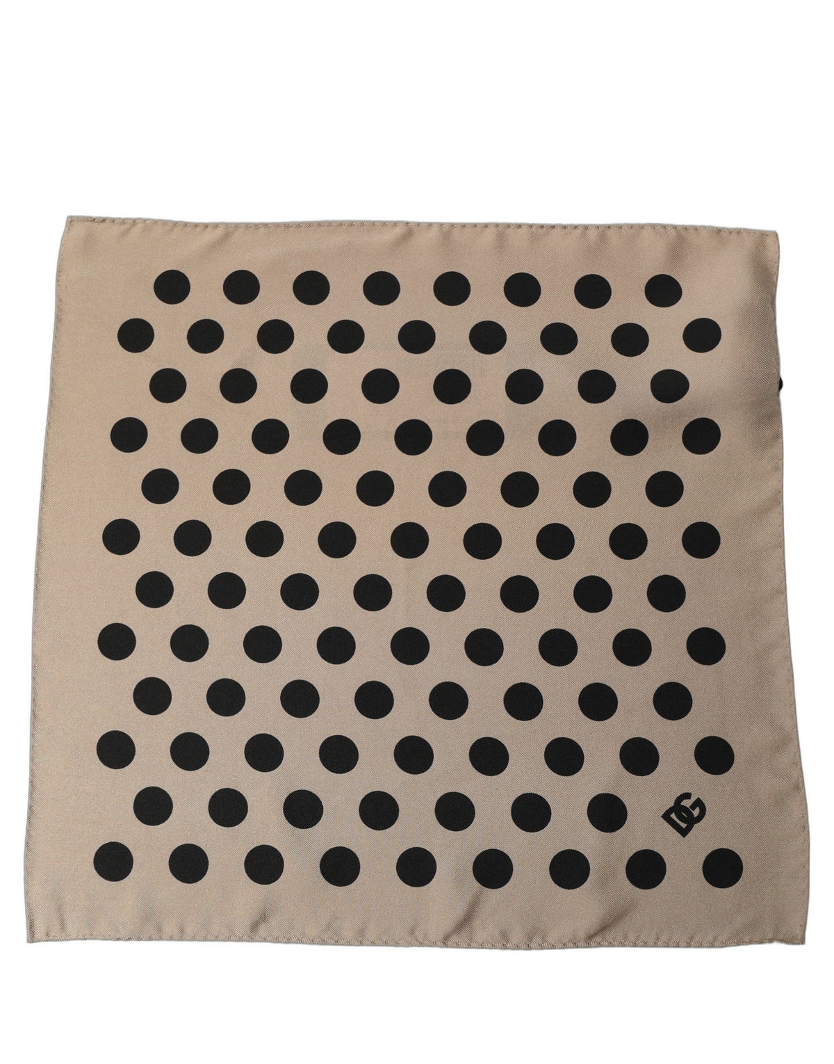 Beige Black Polka Dot Square Foulard Scarf