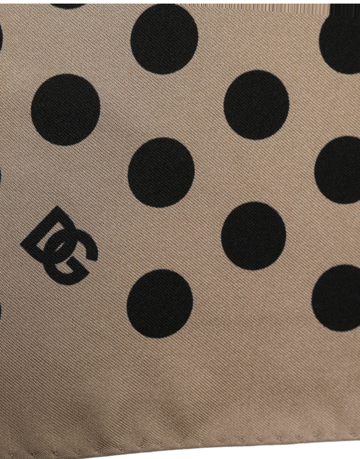 Beige Black Polka Dot Square Foulard Scarf
