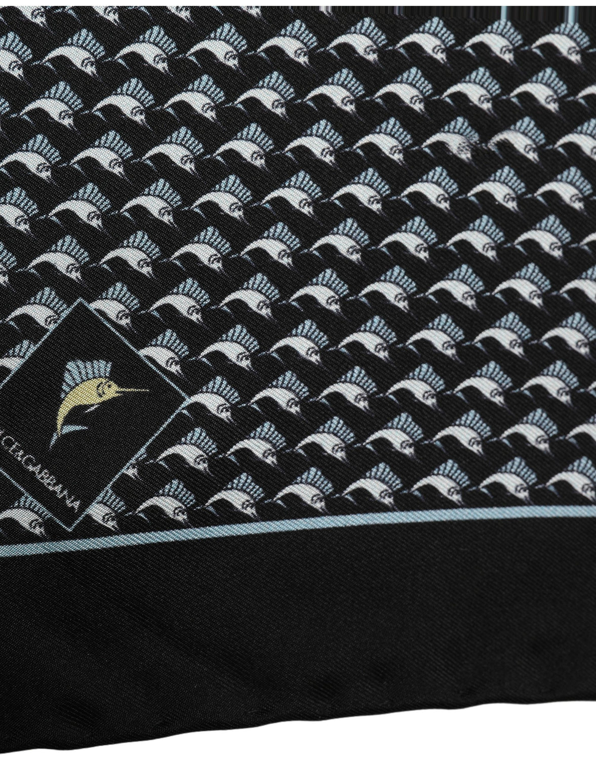 Black Silk Geometric Handkerchief Pocket Scarf