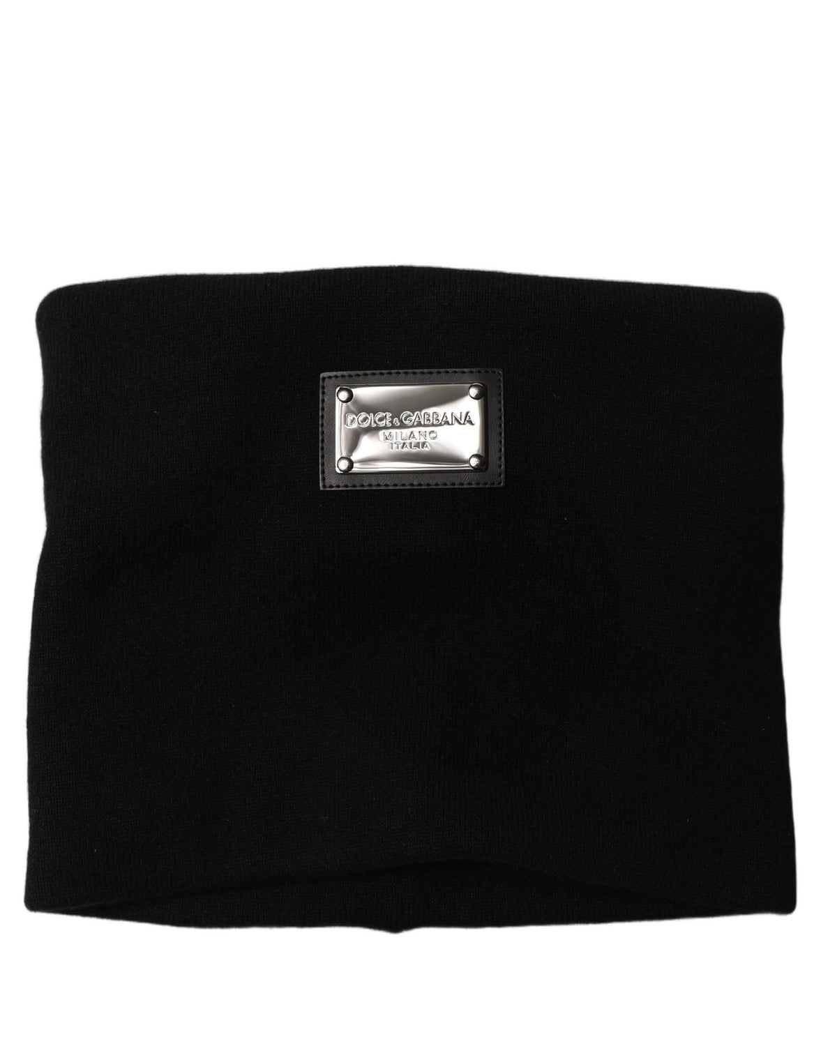 Black Cashmere Logo Plaque Neck Warmer Scarf