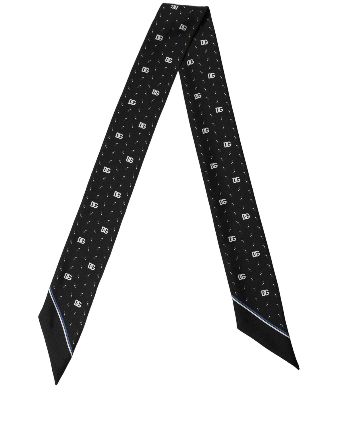 Black Silk DG Logo Men Skinny Shawl Scarf