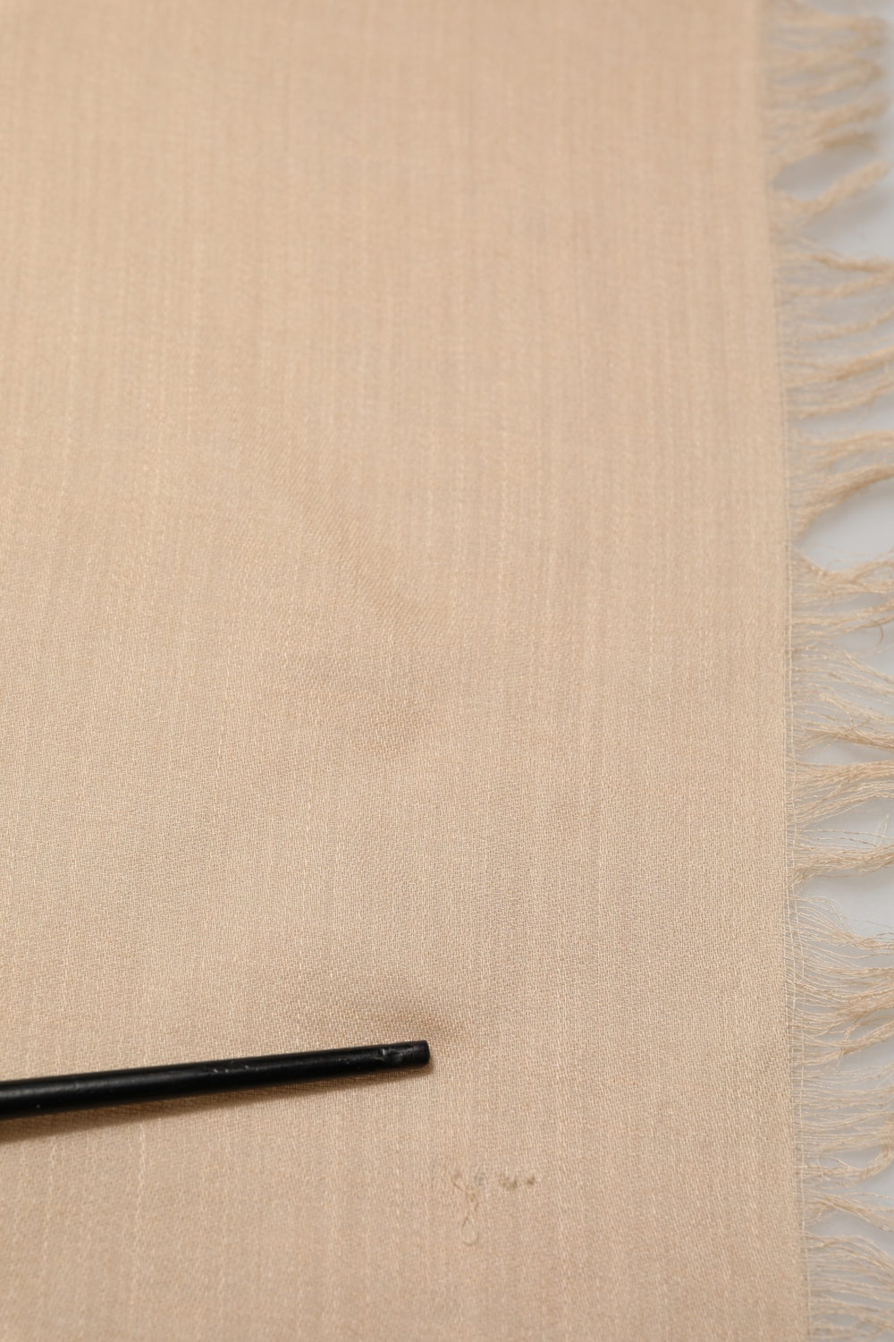 Beige Silk Wool Fringed Men Lace Stole Scarf