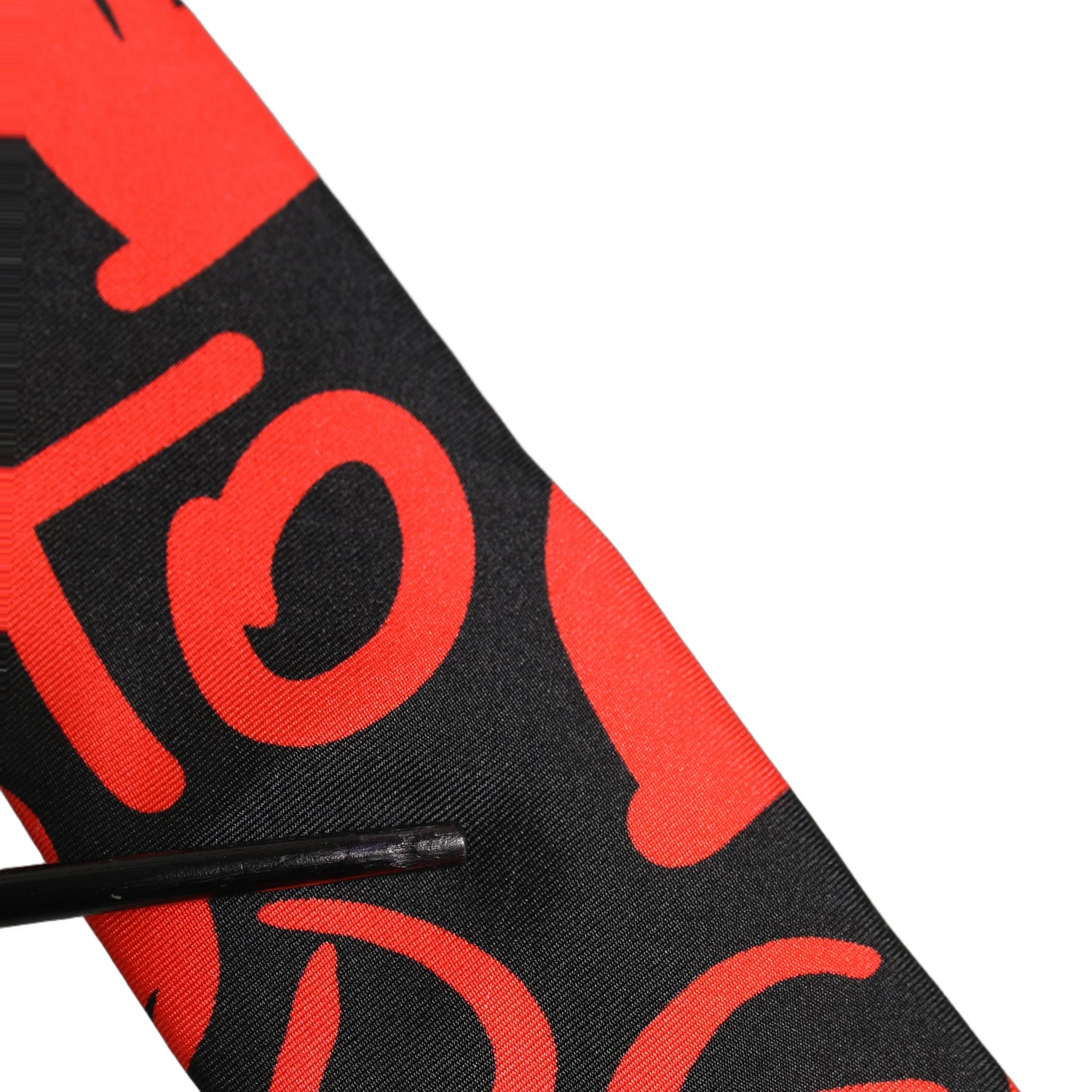 Black Silk Red Graphic Hearts Adjustable Tied Necktie Tie