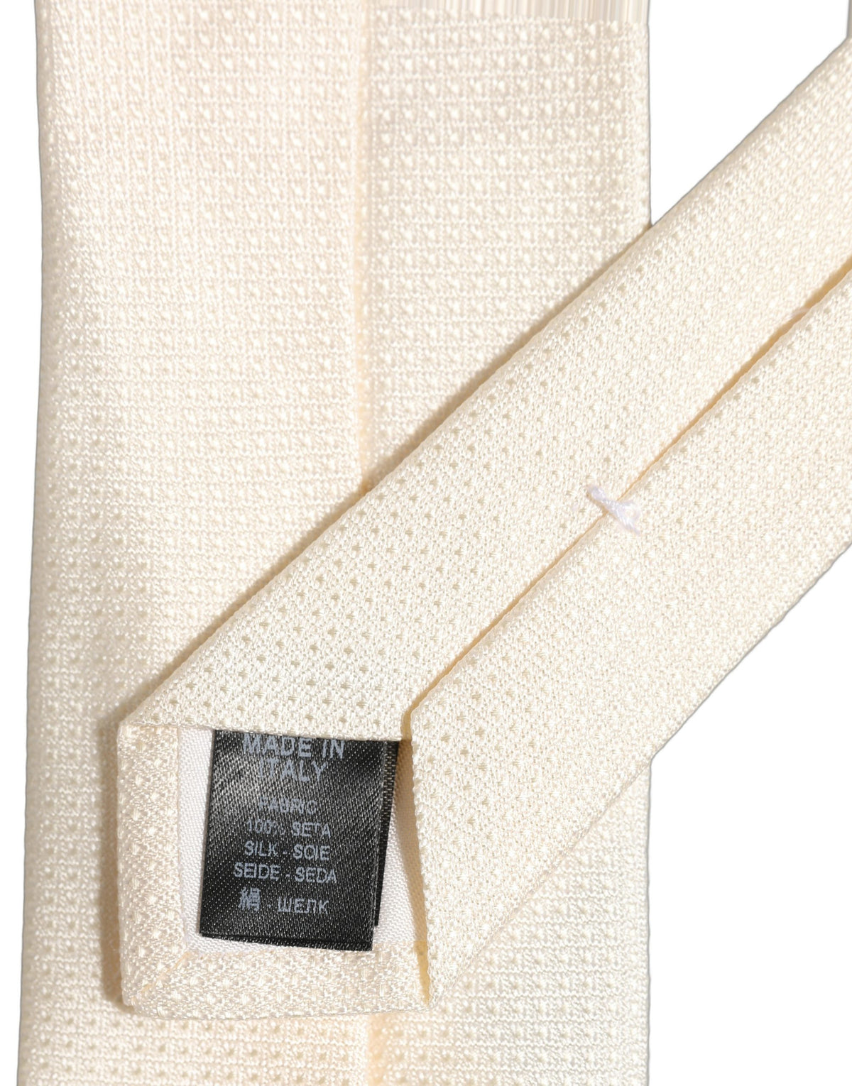 Men Off White Silk Textured Adjustable Tied Necktie Tie