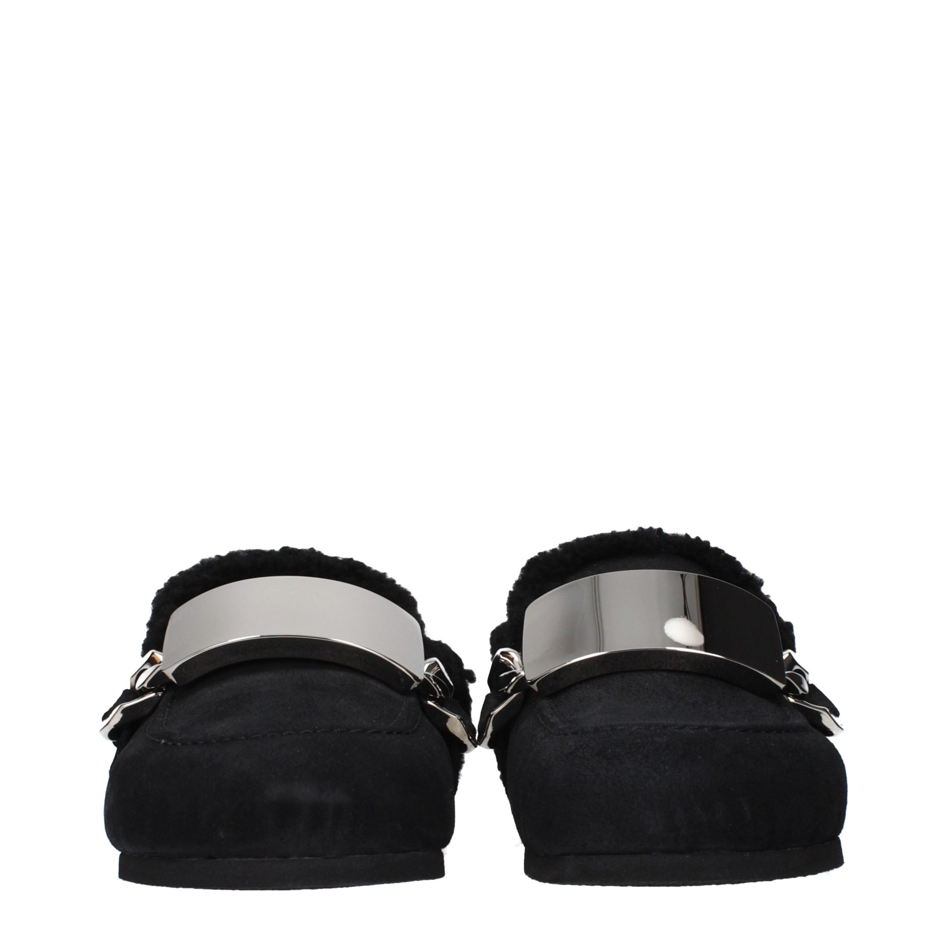 Black Leather Slippers