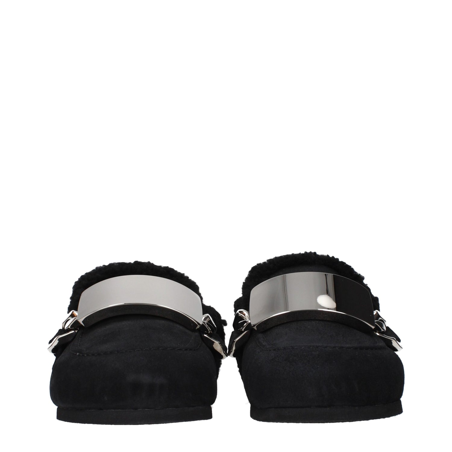 Black Leather Slippers