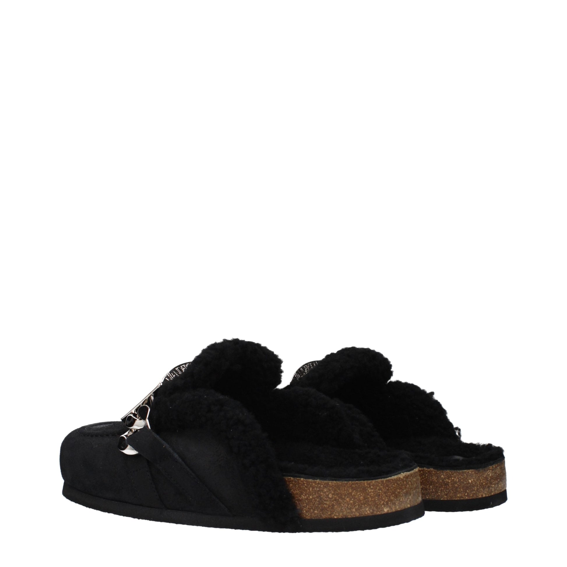 Black Leather Slippers