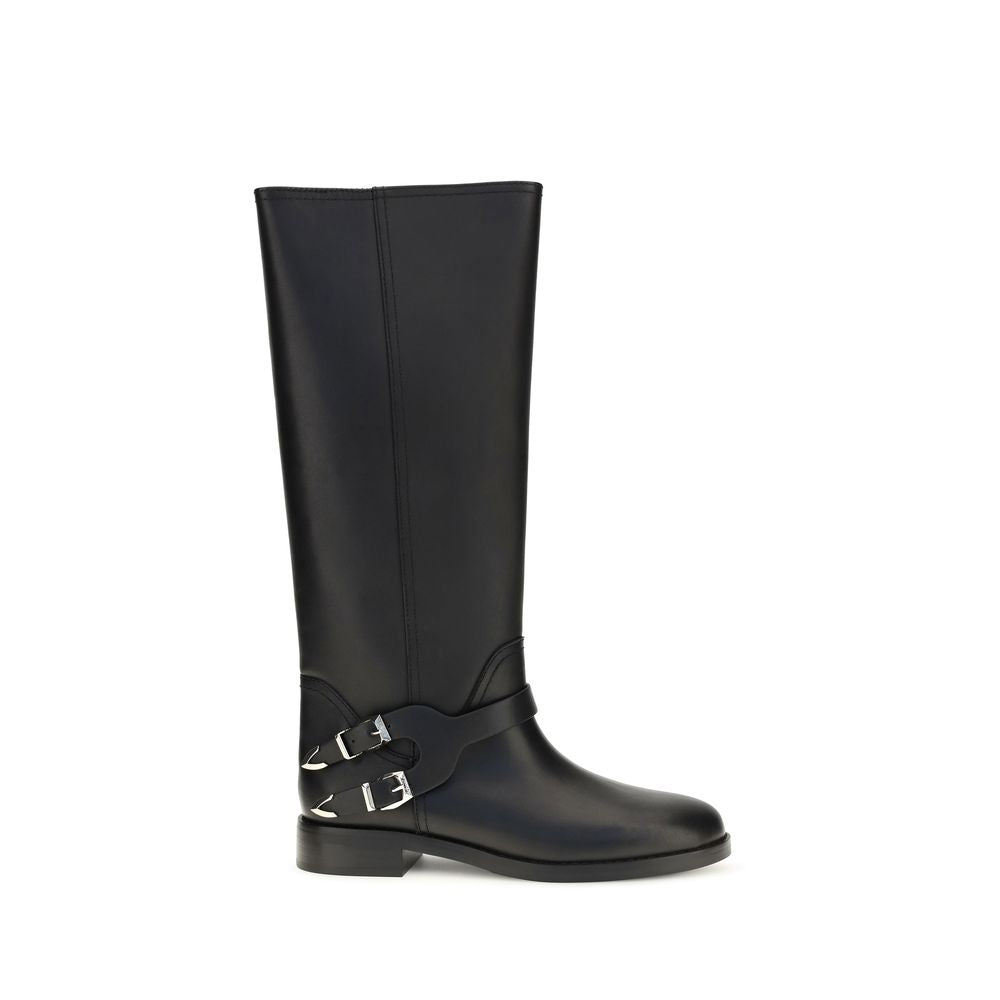 Black Calf Leather Bos Taurus Flat Boots