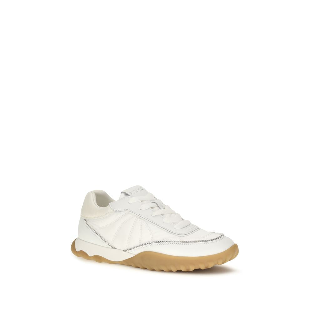 White Fabric Low Top Sneakers