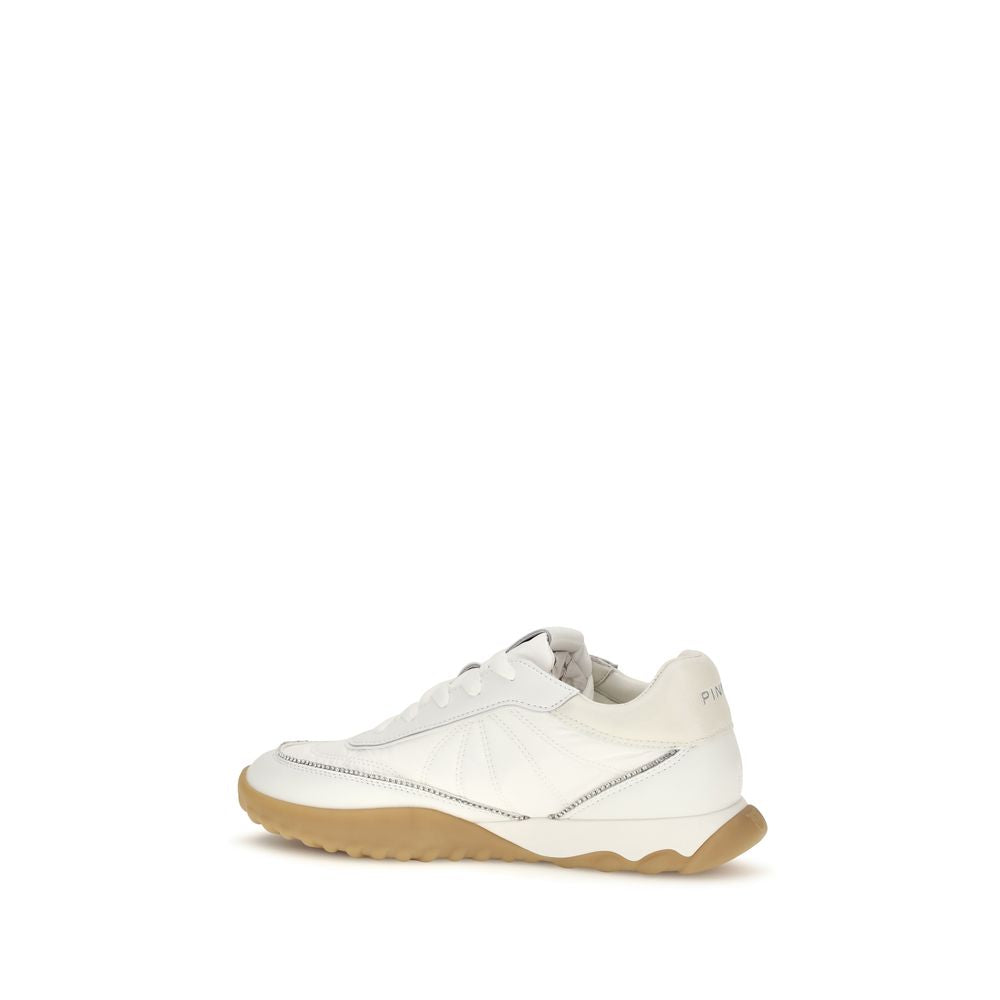 White Fabric Low Top Sneakers