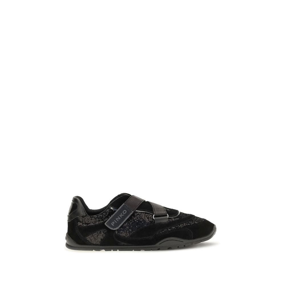 Black Suede Leather Athletic Sneakers