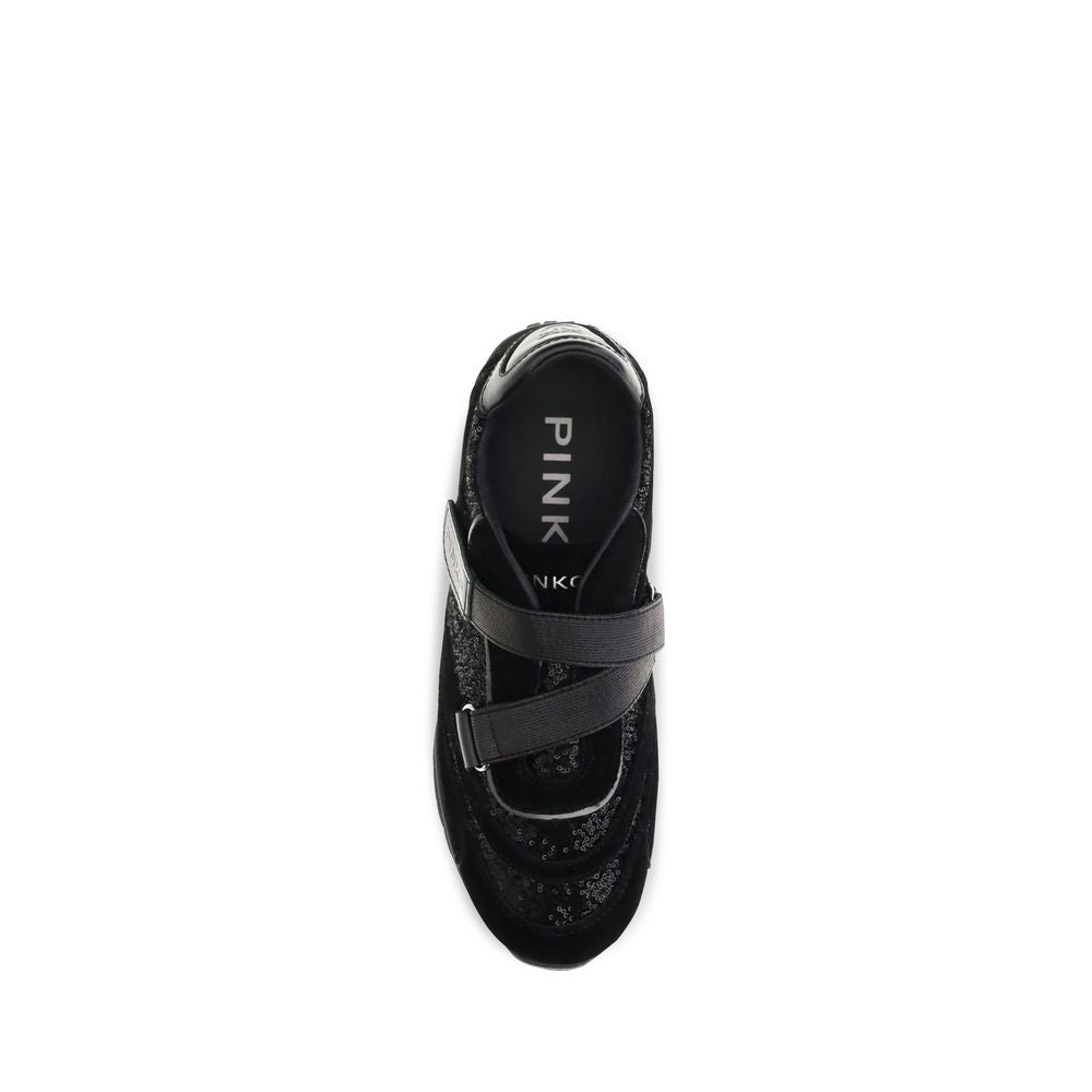 Black Suede Leather Athletic Sneakers