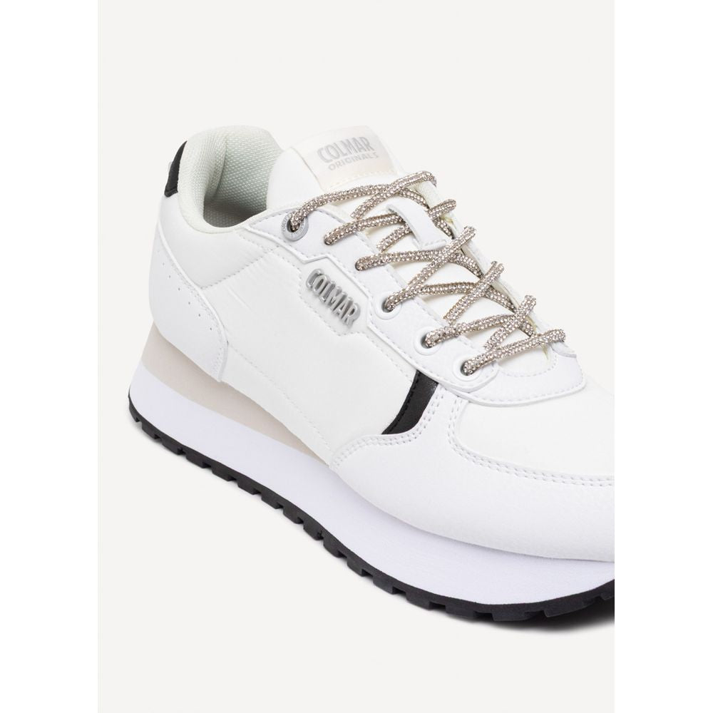 Black And White Polyethylene Athletic Sneakers