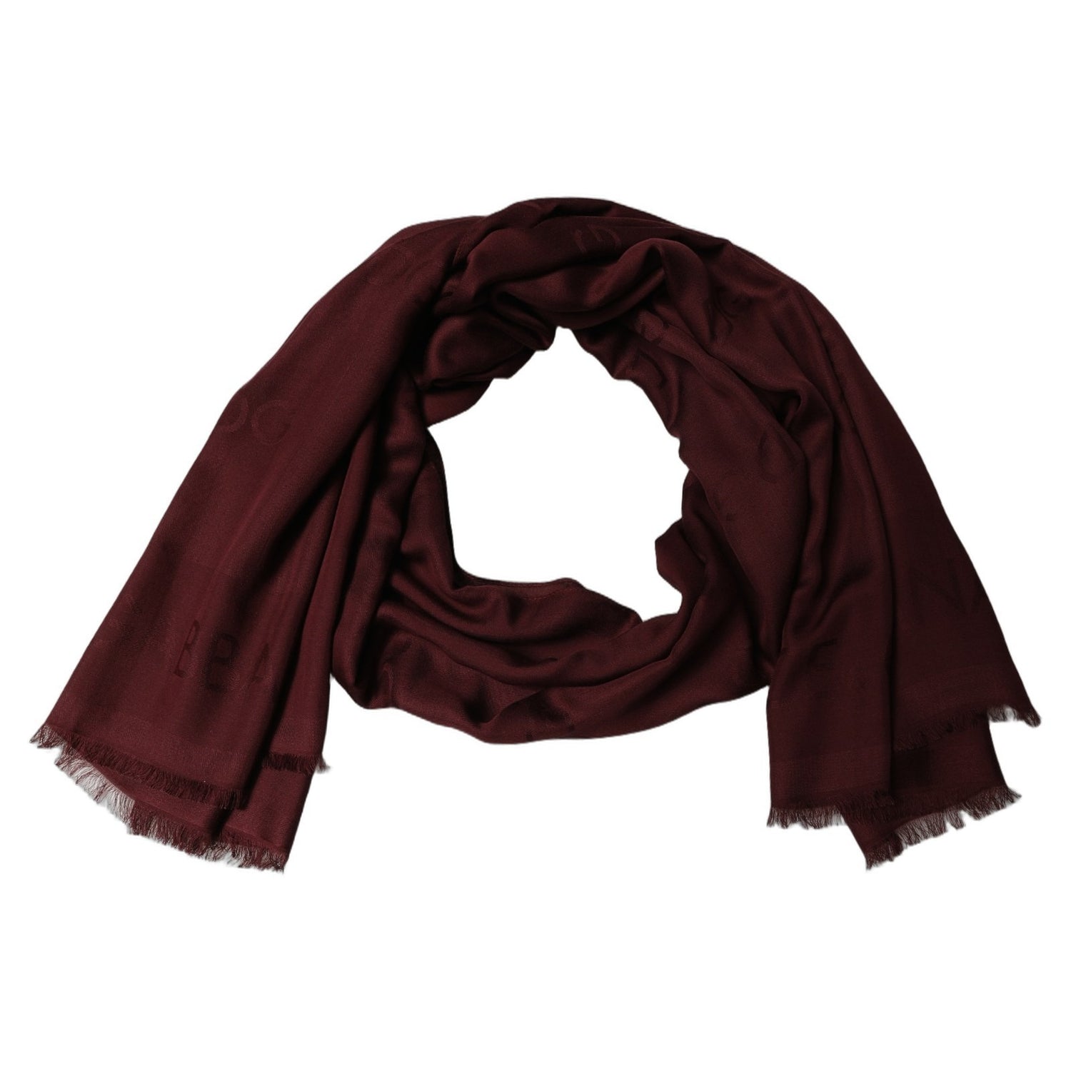 Burgundy Modal Frayed Edge Lace Stole Scarf
