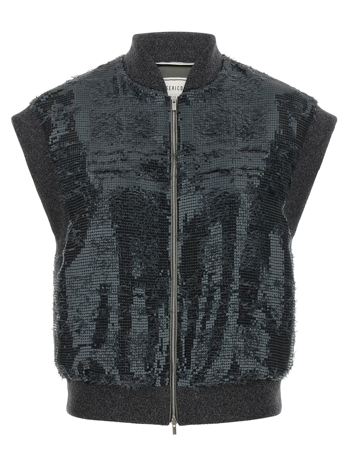 Gray Polyester Sleeveless Jacket