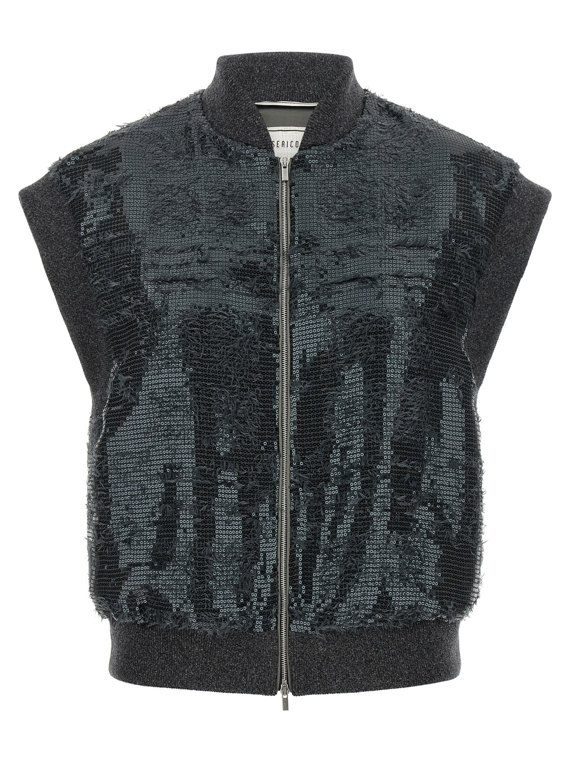 Gray Polyester Sleeveless Jacket