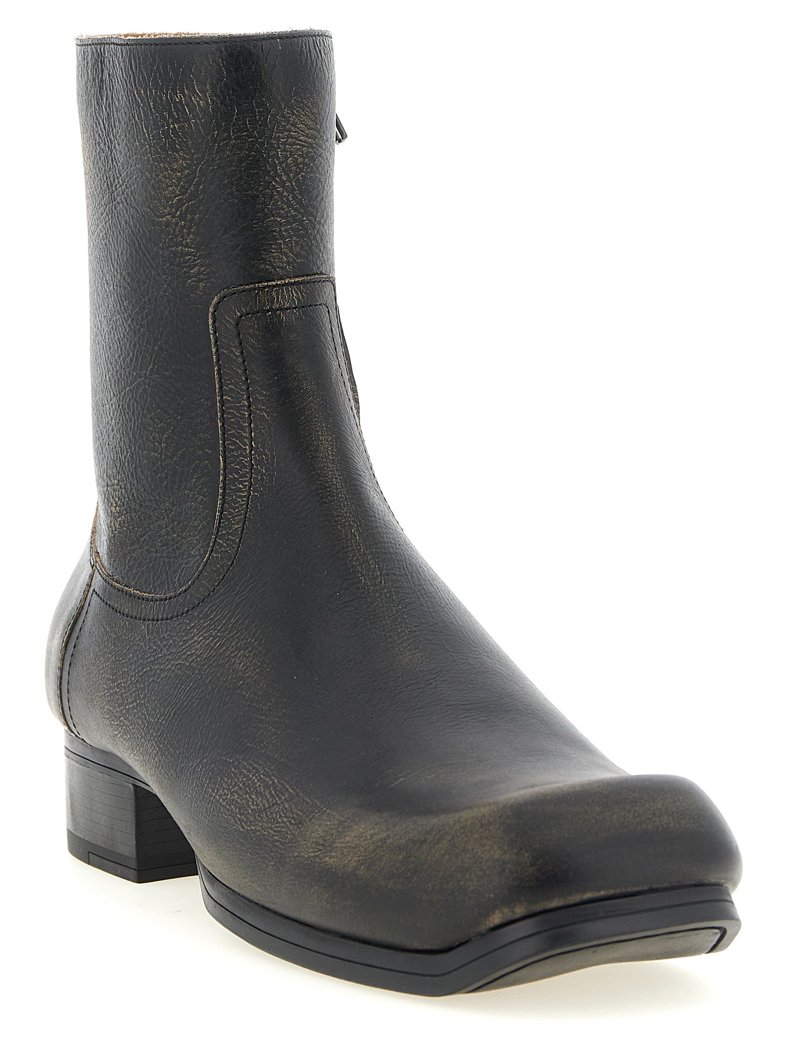 Black Calfskin Ankle Boots