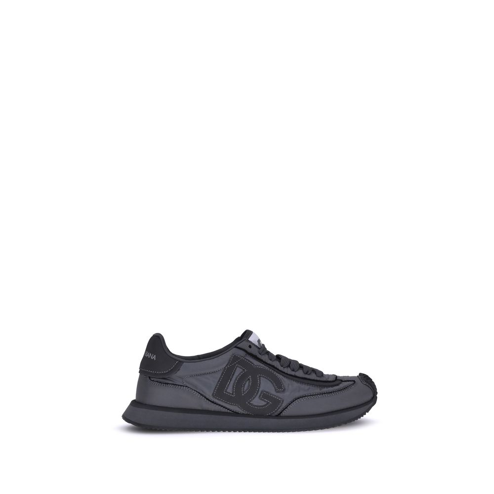 Black Polyester Athletic Sneakers