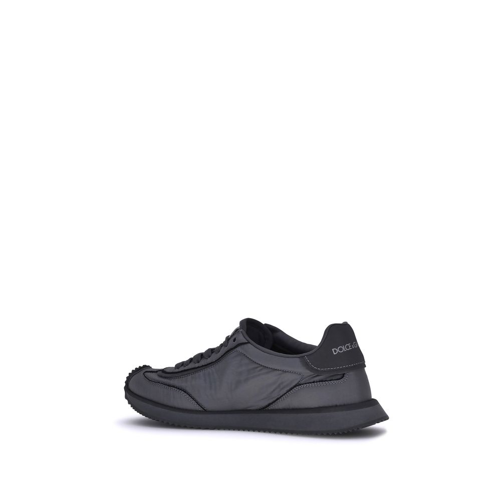 Black Polyester Athletic Sneakers