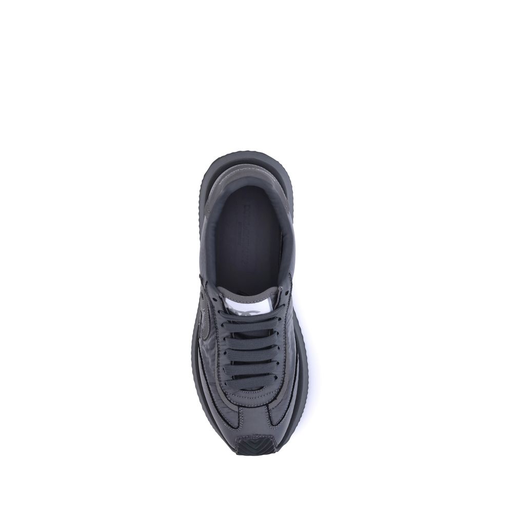 Black Polyester Athletic Sneakers