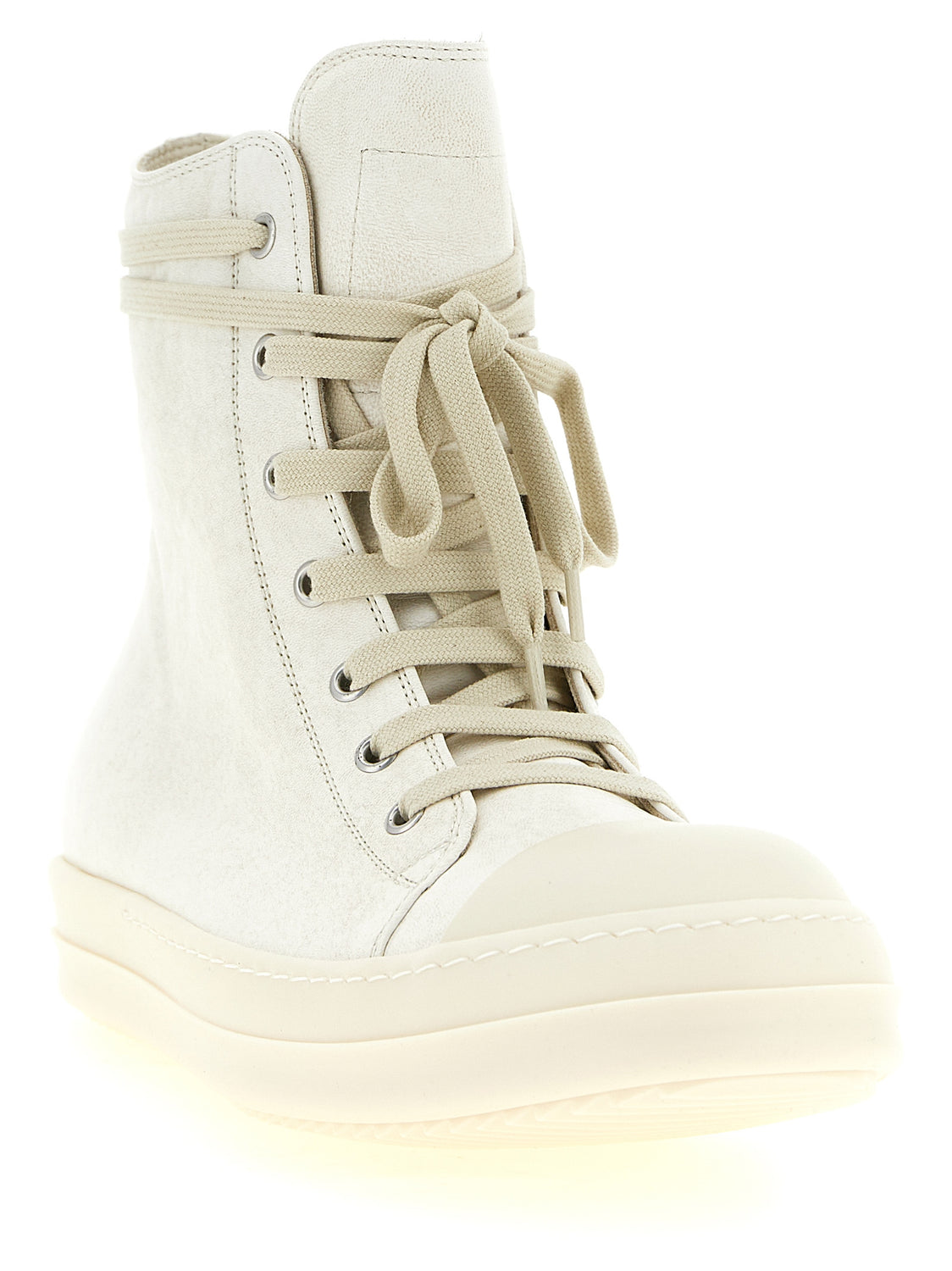 White Lamb Leather High Top Sneakers