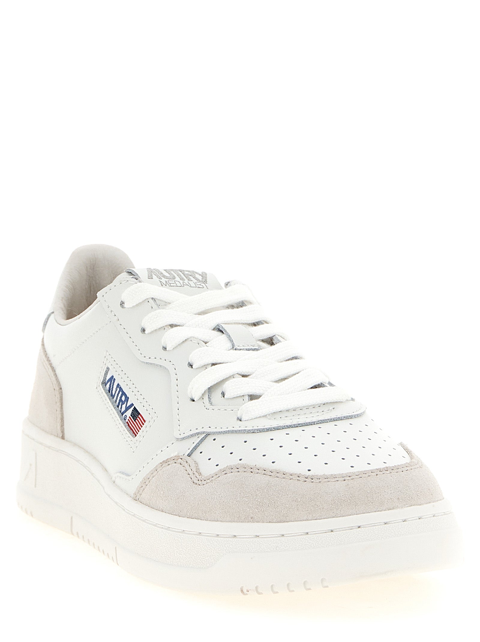 White Cowhide Low Top Sneakers