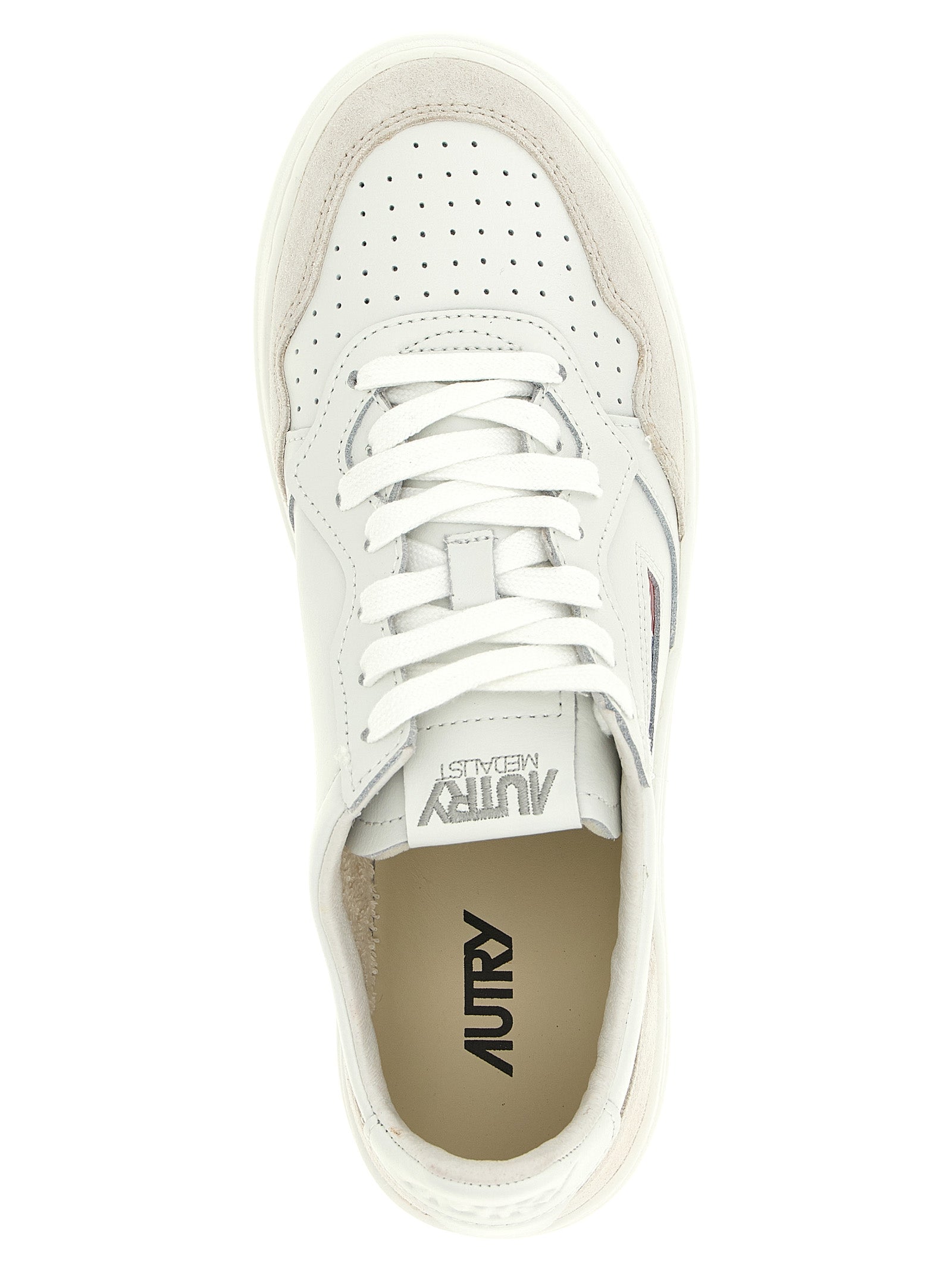 White Cowhide Low Top Sneakers