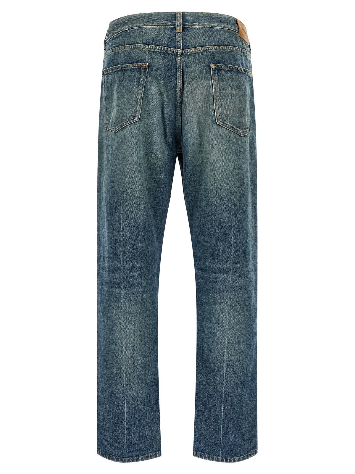 Blue Cotton Tapered Jeans