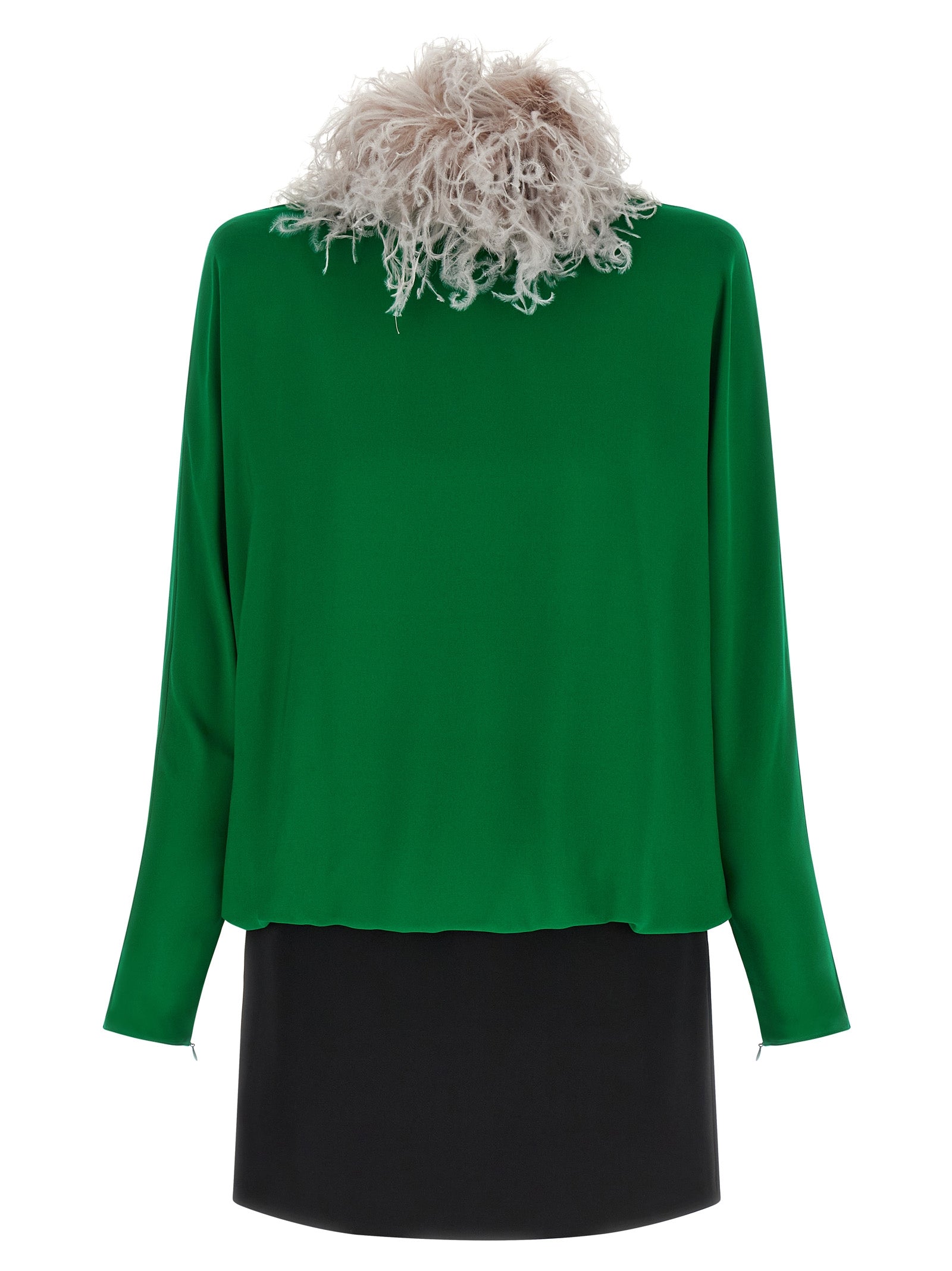 Bicolor Silk Short Dress