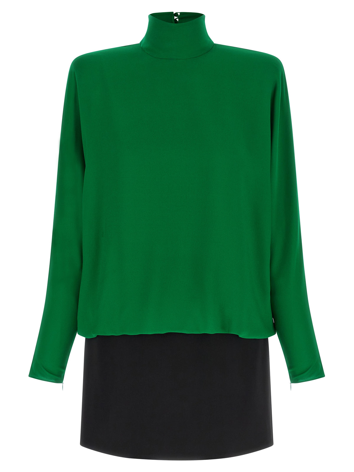 Bicolor Silk Short Dress