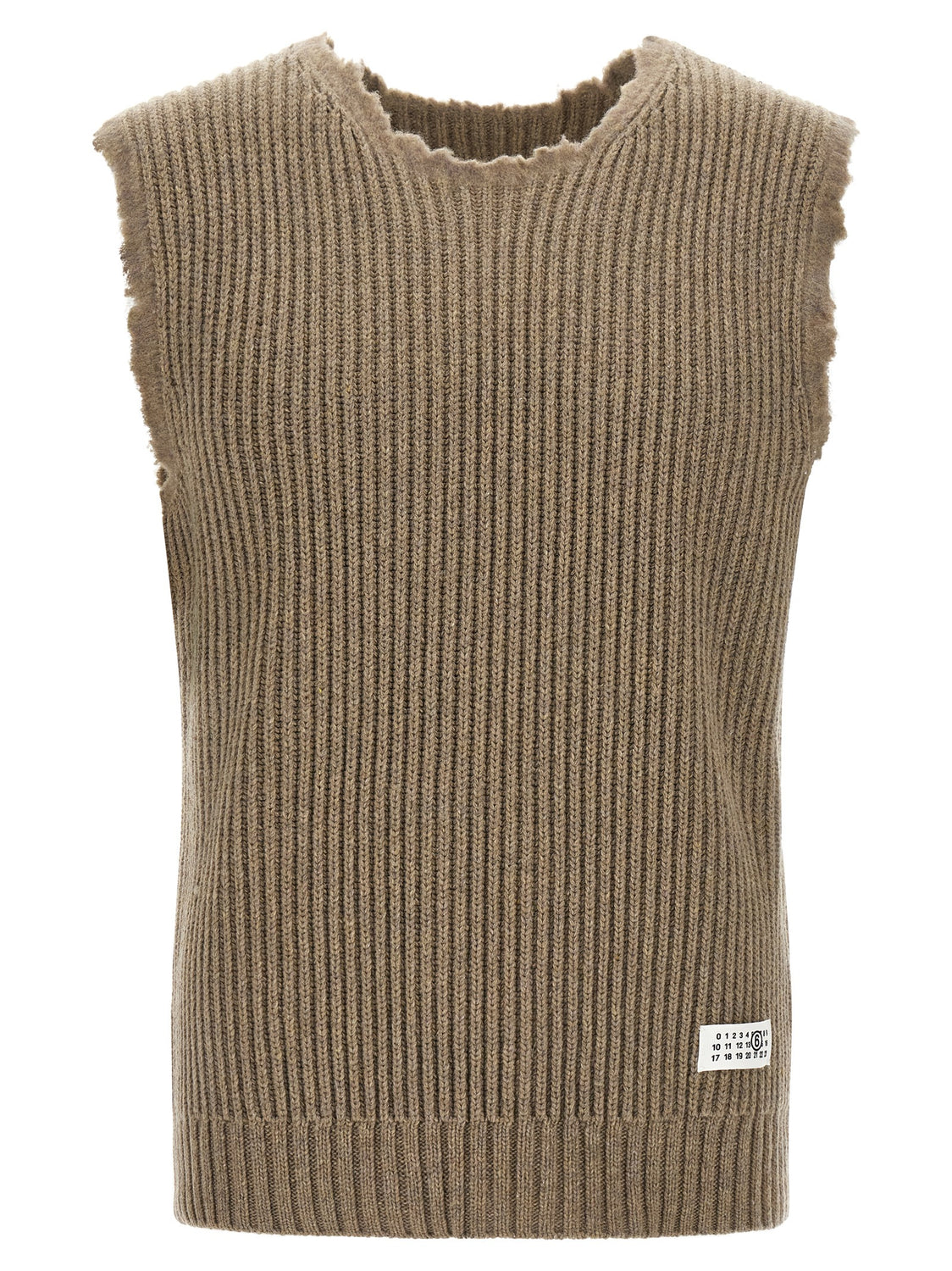 Beige Wool Sleeveles Sweater