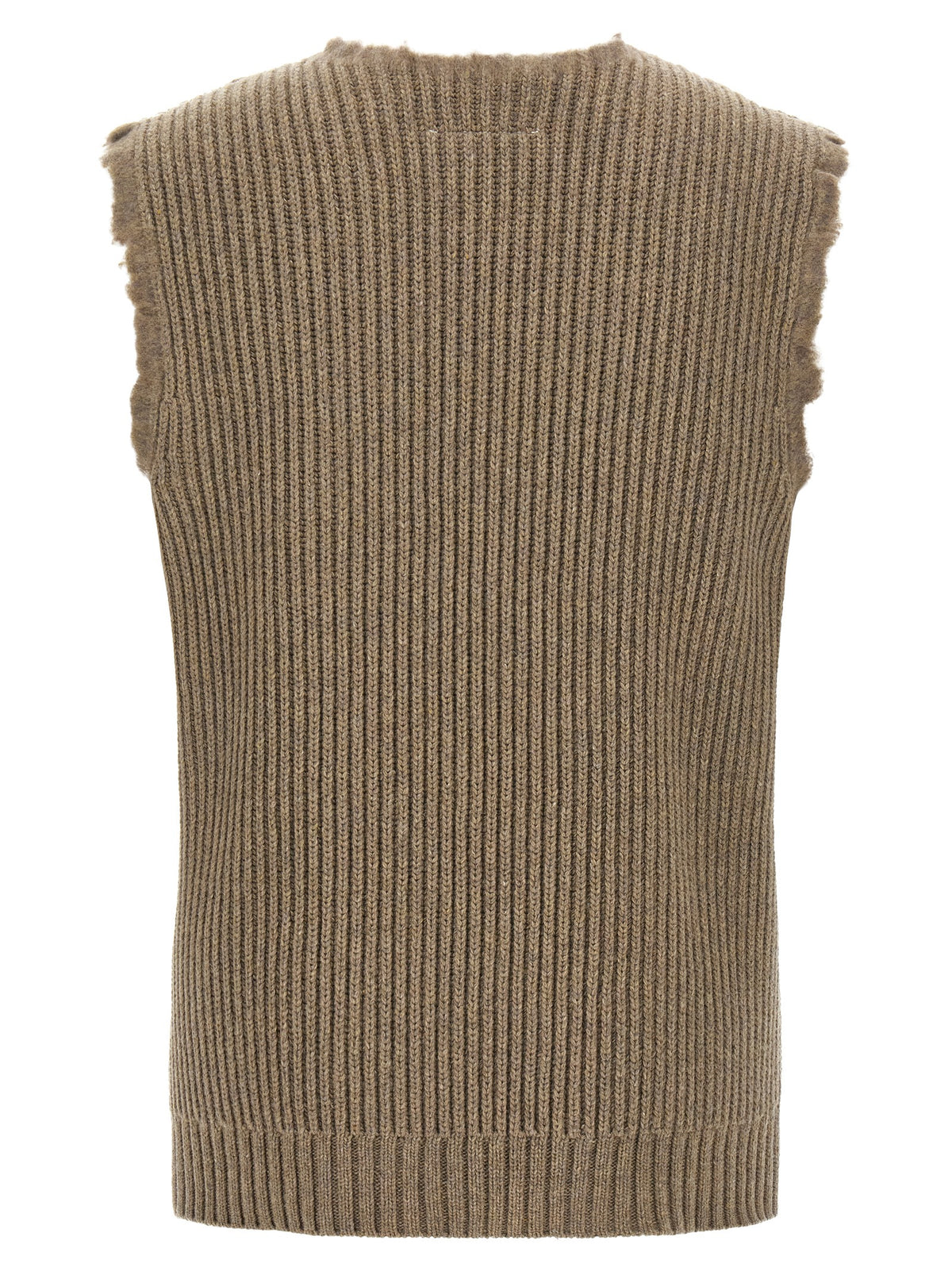 Beige Wool Sleeveles Sweater