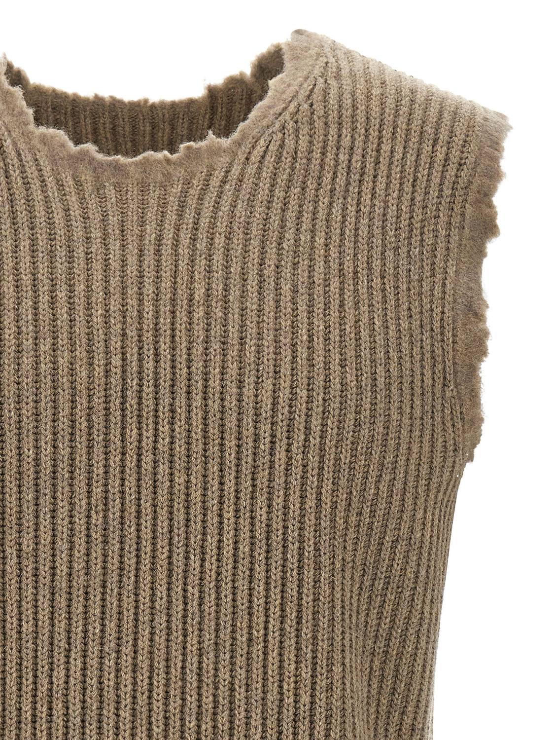 Beige Wool Sleeveles Sweater