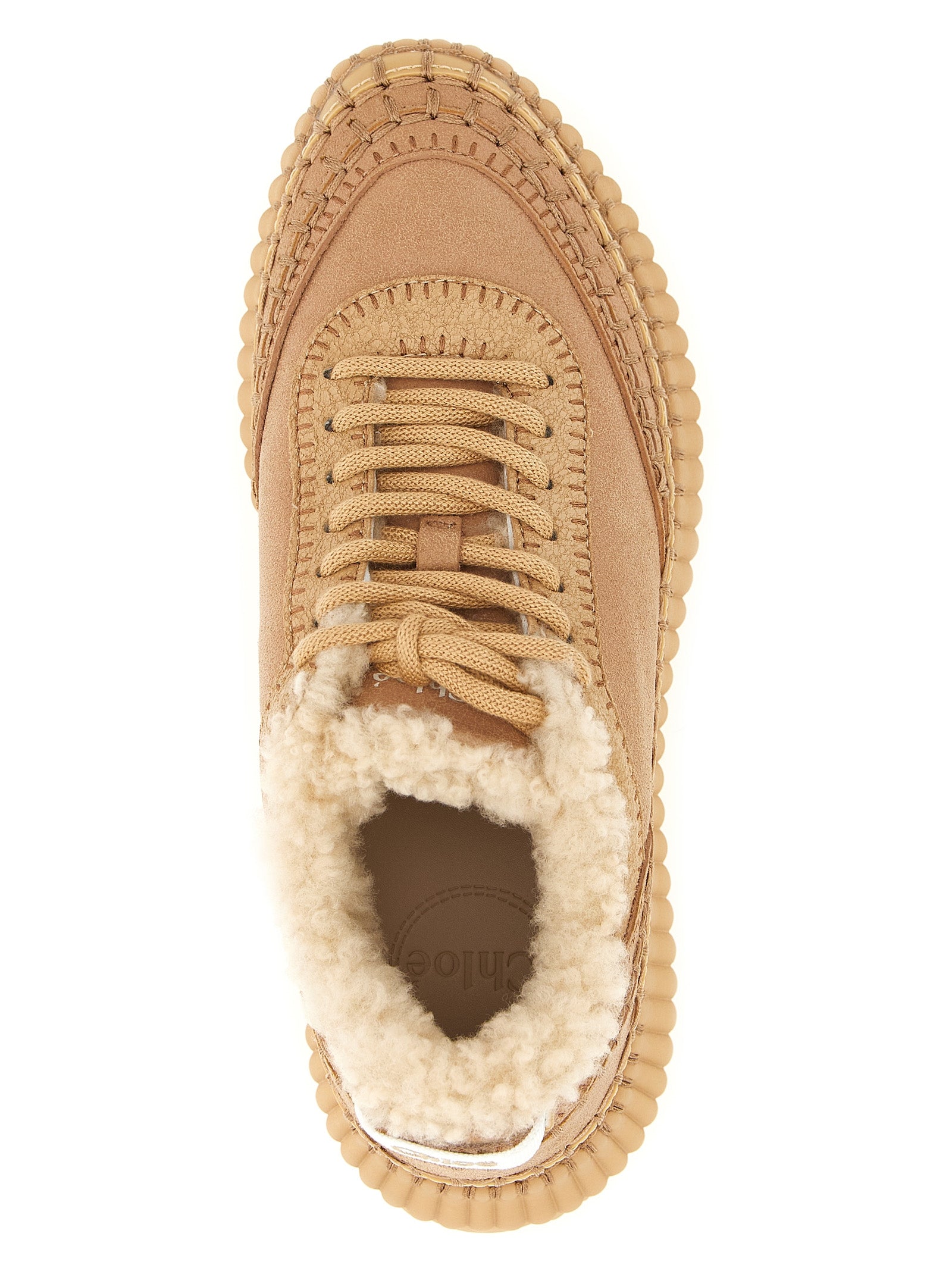 Beige Lambskin Chunky Sneakers