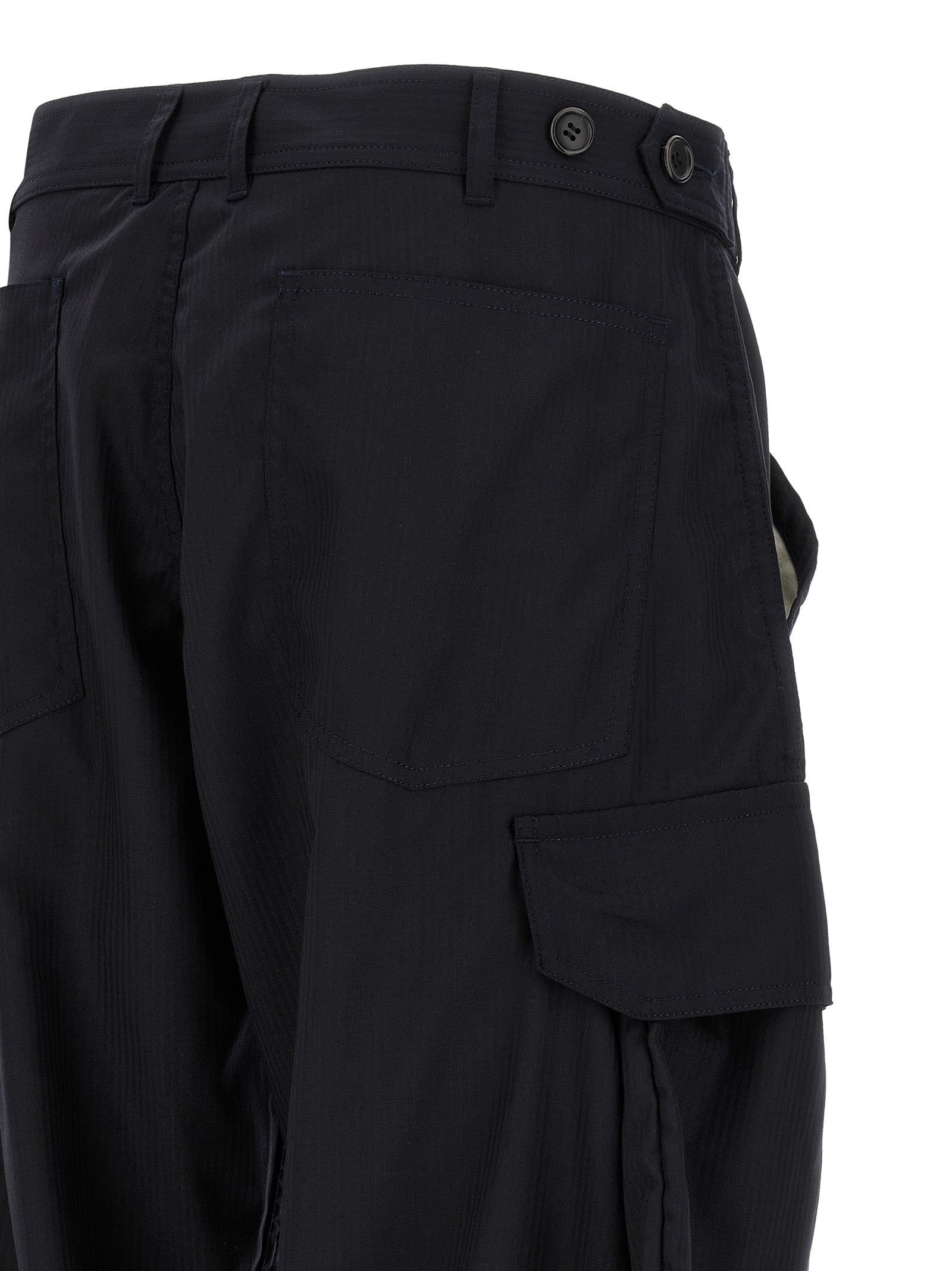 Blue Polyester Cargo Pants