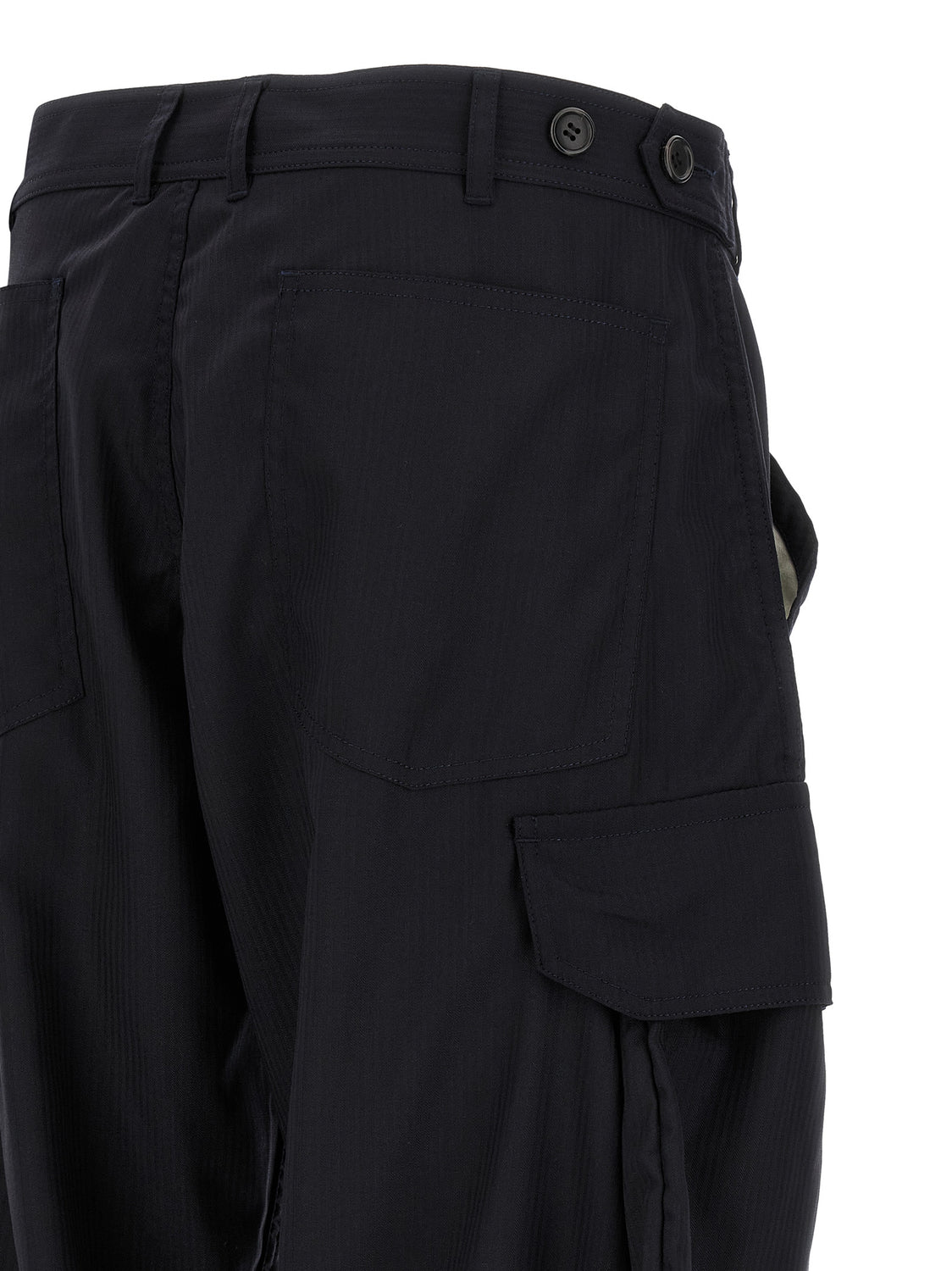 Blue Polyester Cargo Pants