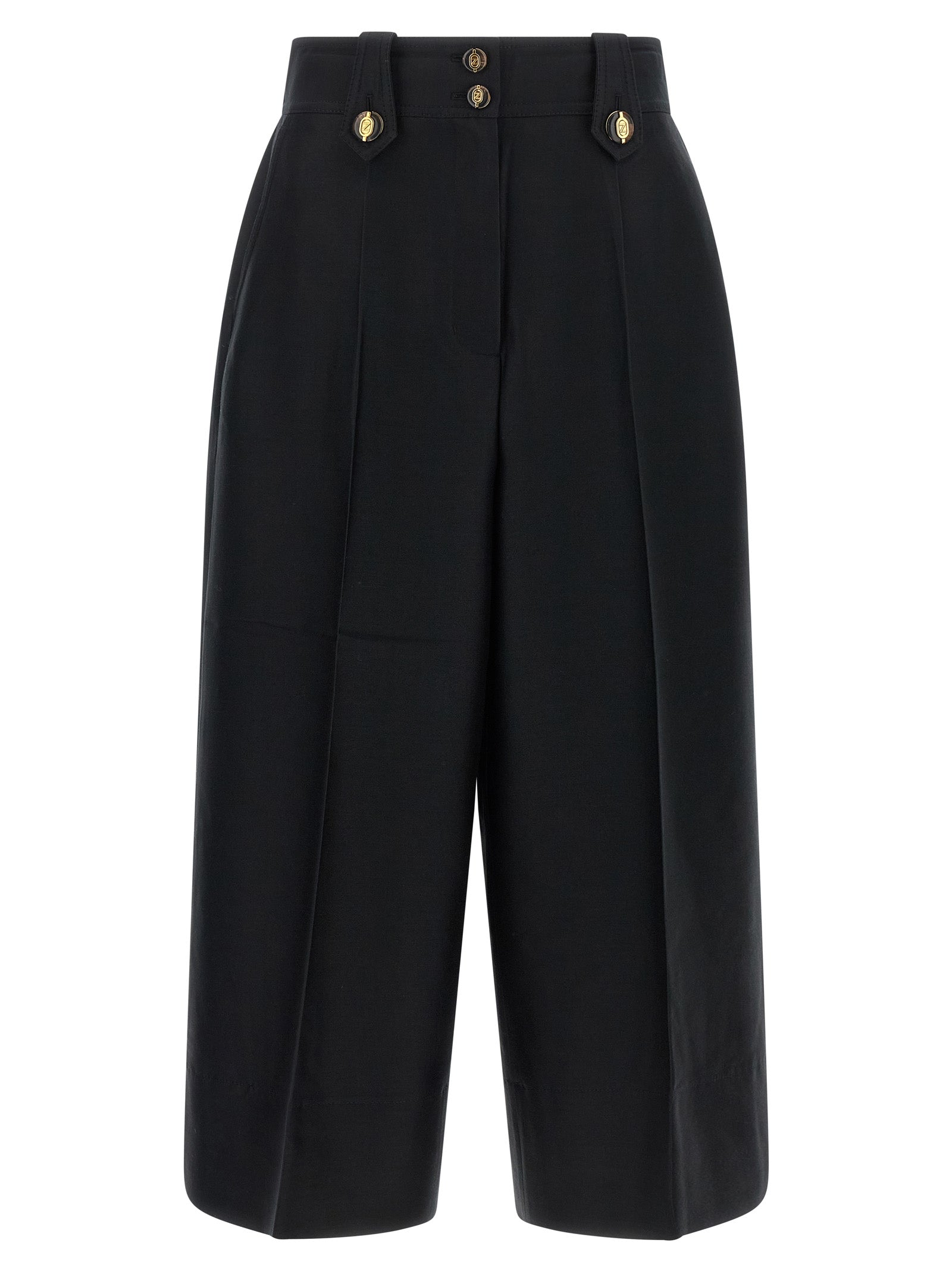 Black Wool Cropped Pants