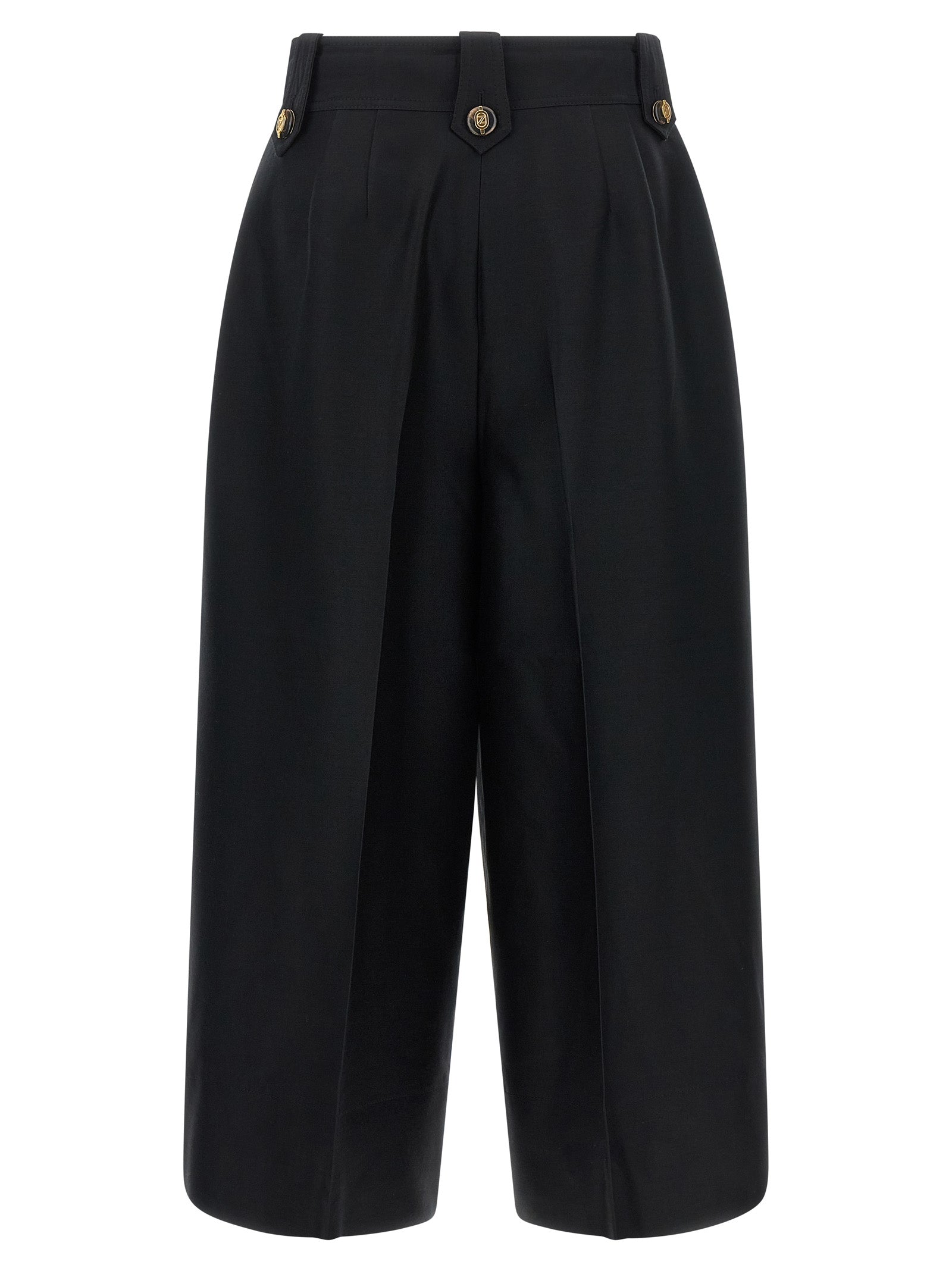 Black Wool Cropped Pants
