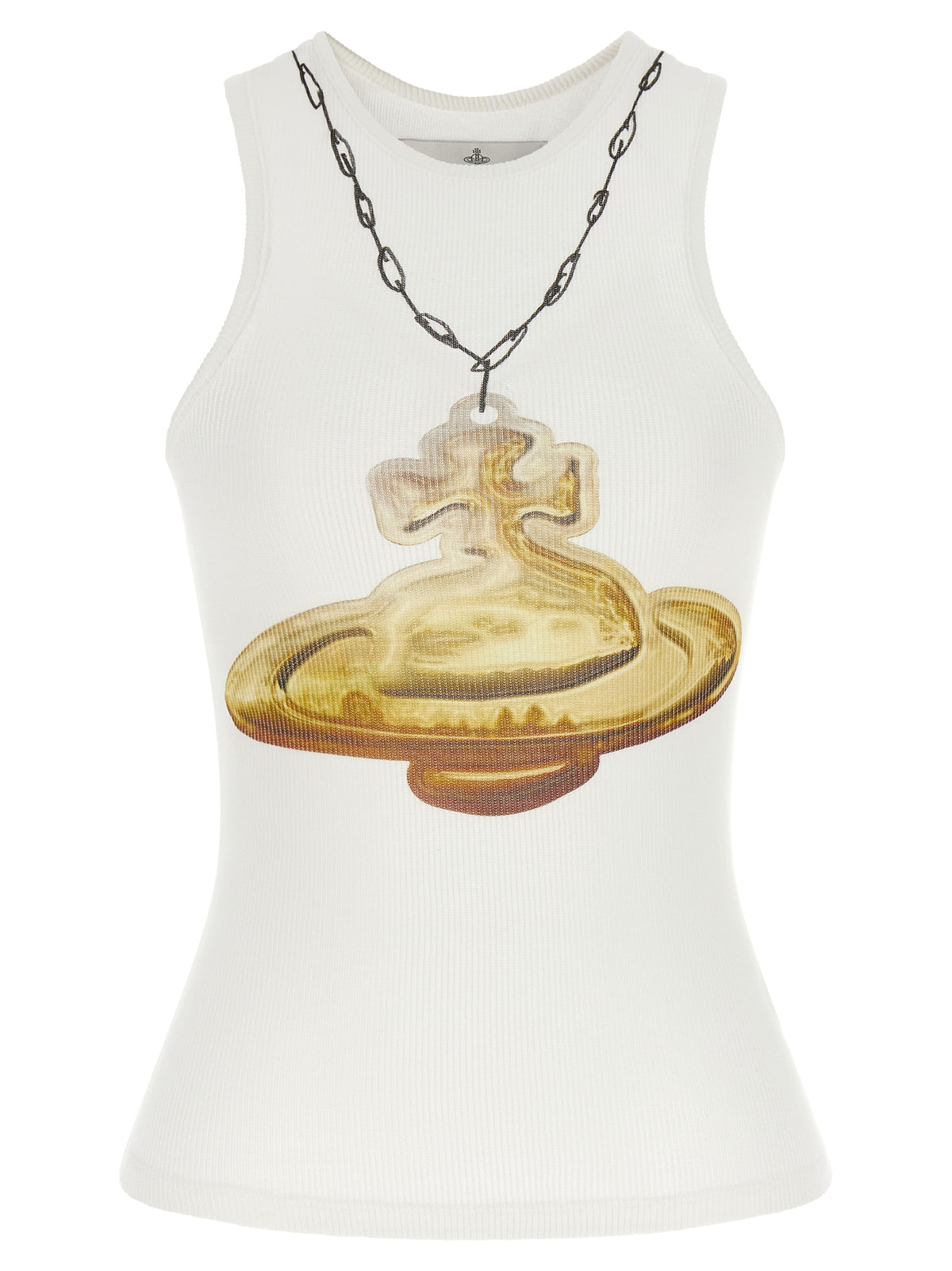 White Viscose Sleeveles T-Shirt