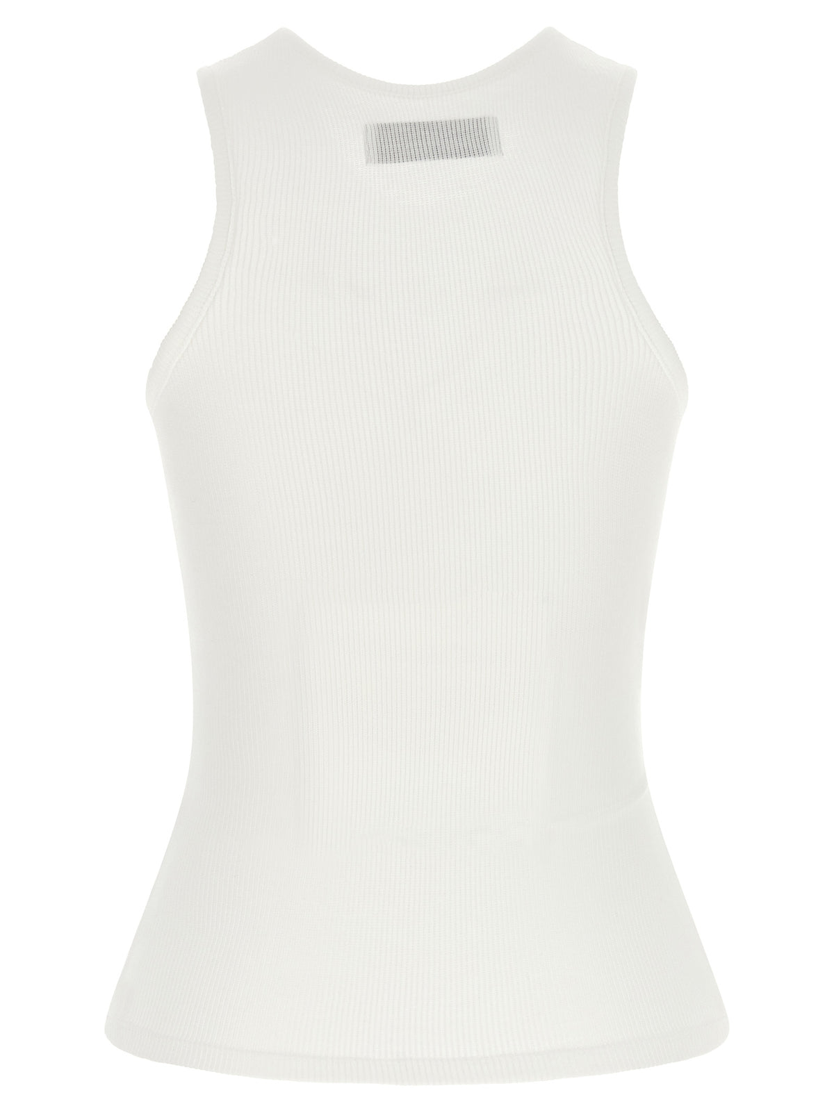 White Viscose Sleeveles T-Shirt