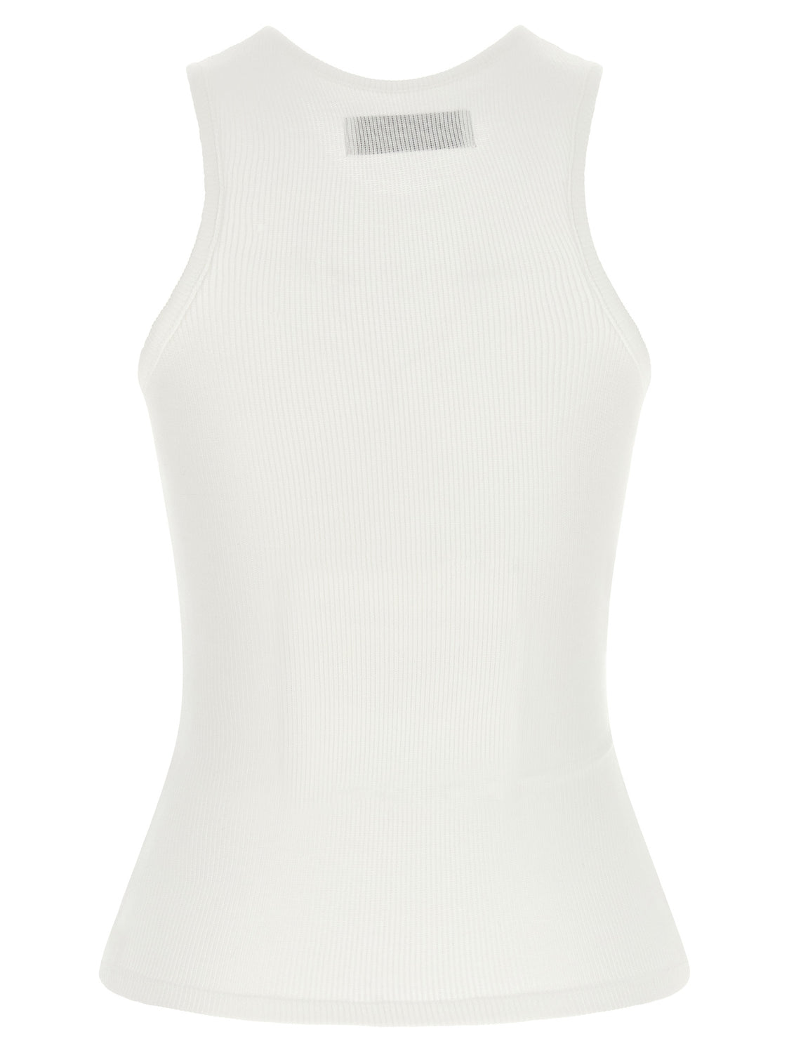White Viscose Sleeveles T-Shirt