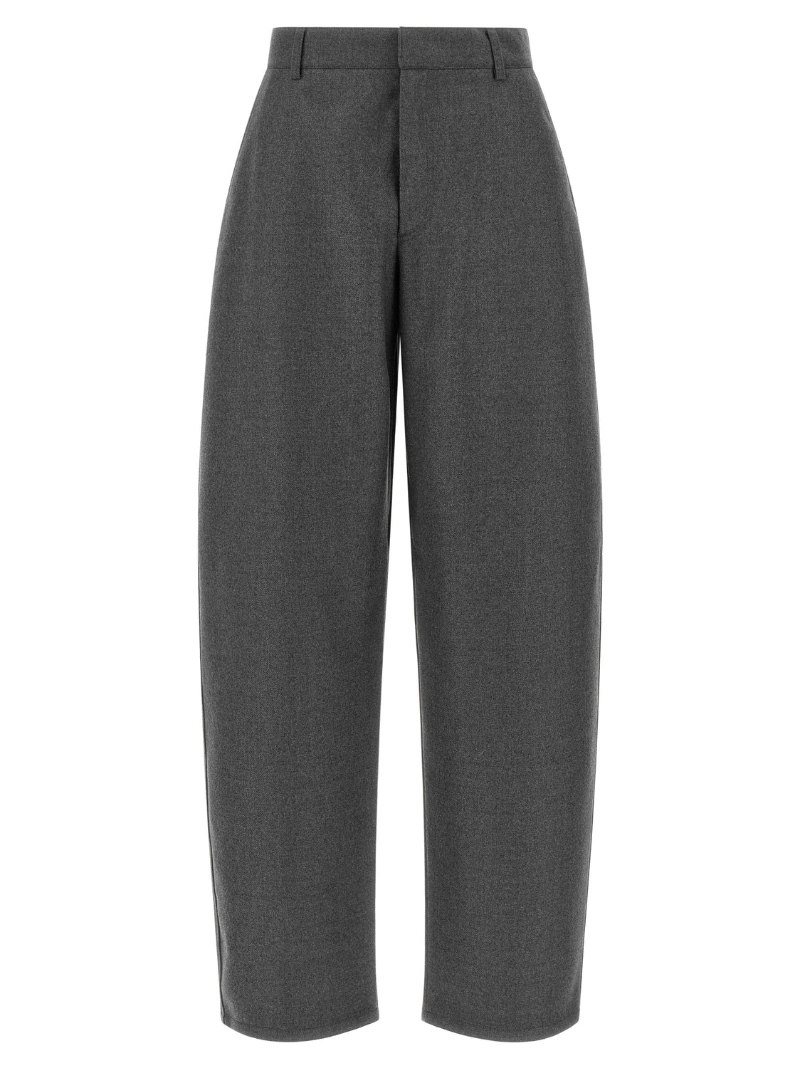 Gray Virgin Wool Casual Pants